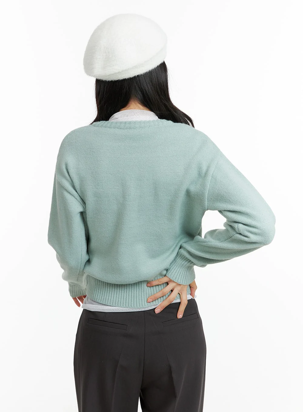 V-Neck Knit Sweater OF408 - Image 4