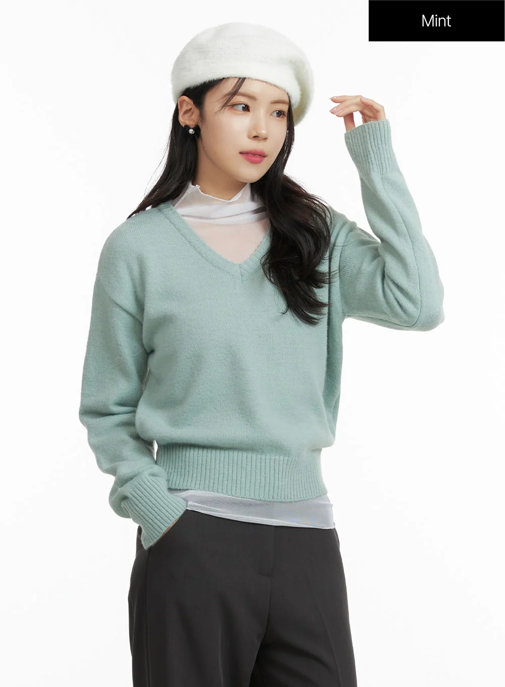 V-Neck Knit Sweater OF408 - Image 6