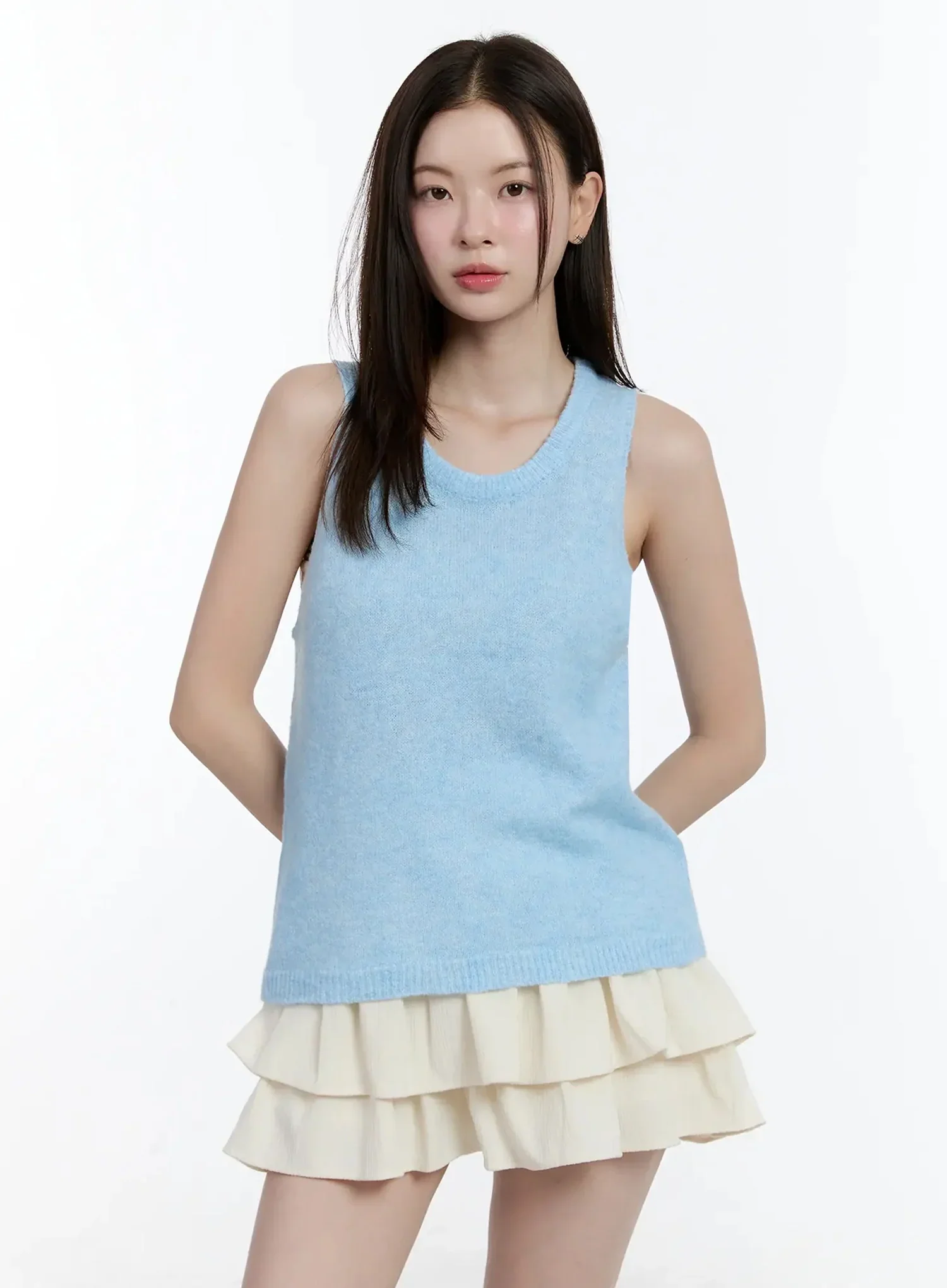 V-Neck Knit Tank and Sweater Set ID526 - Image 2