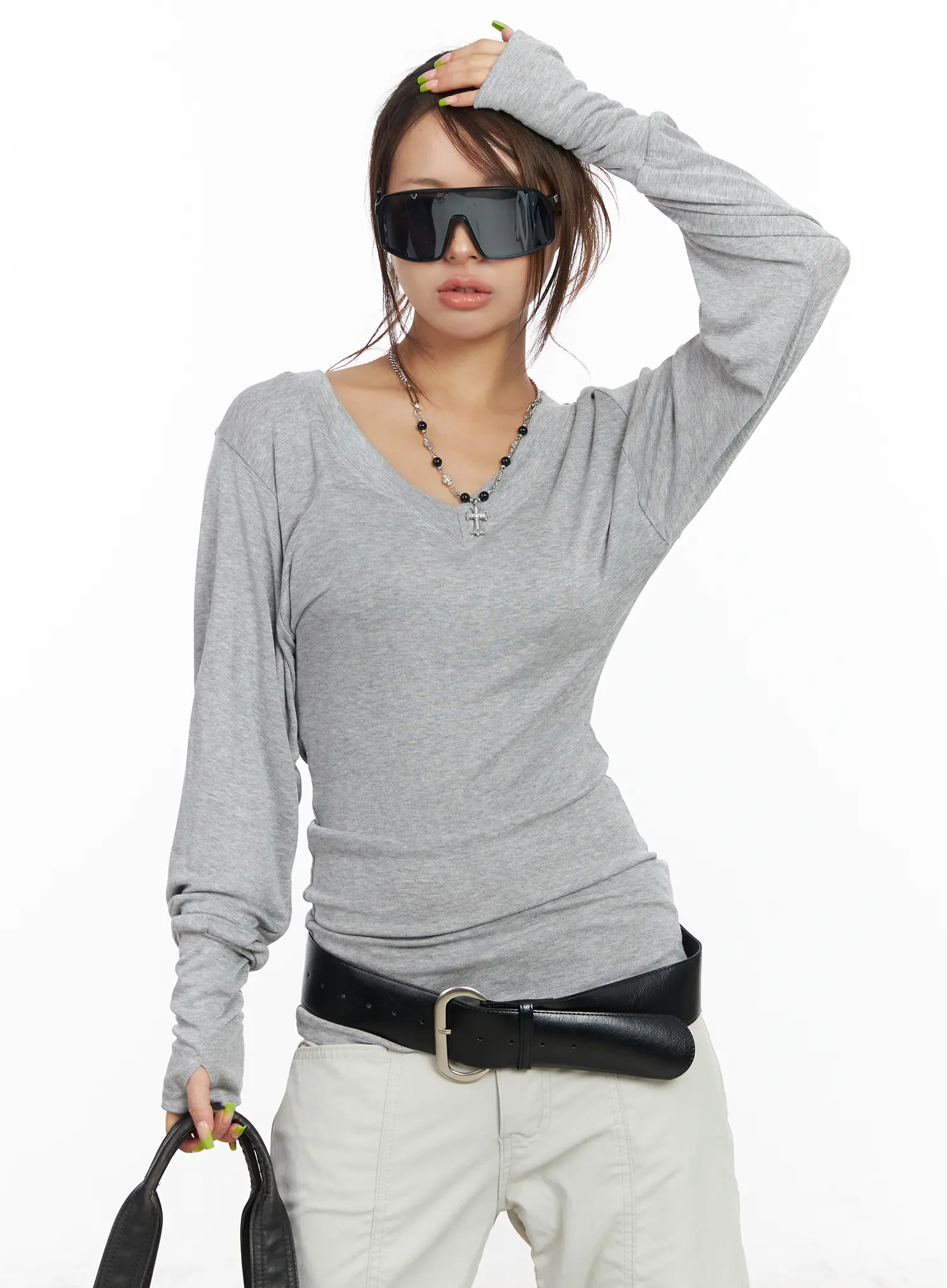 V-Neck Long Sleeve Tee CF512