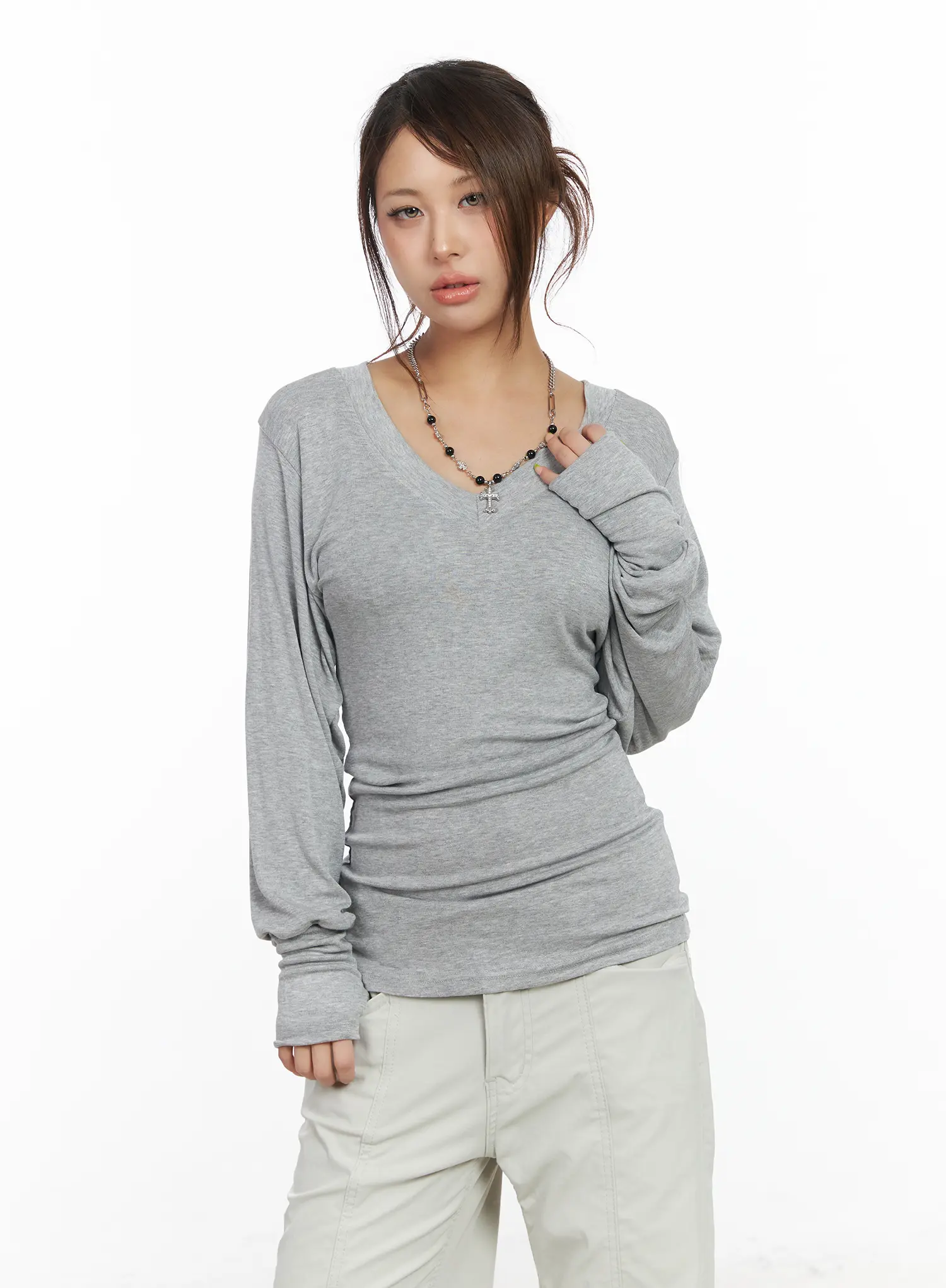 V-Neck Long Sleeve Tee CF512 - Image 5