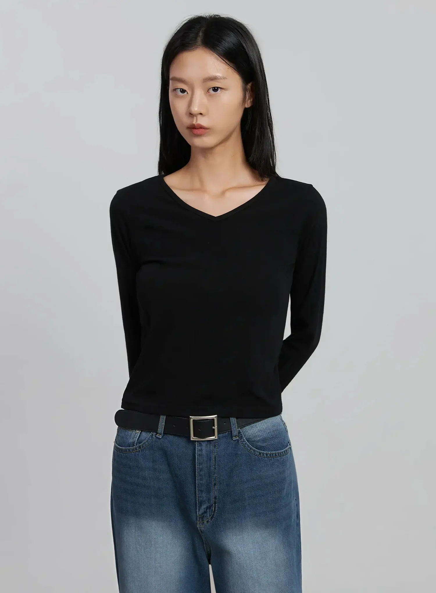 V-Neck Long Sleeve Tee ID516 - Image 13