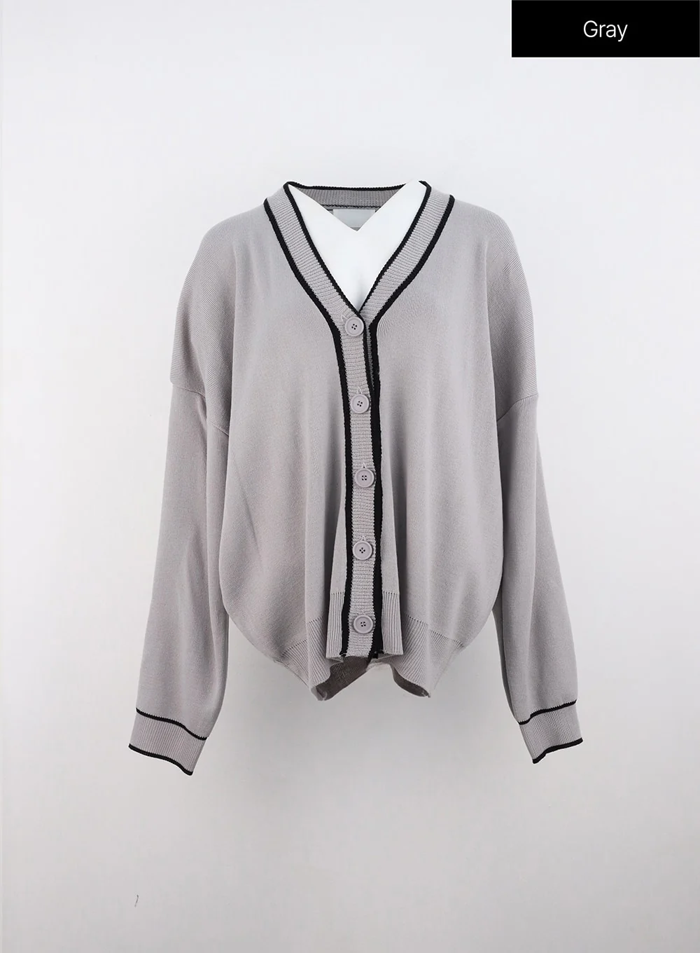 V-Neck Loose Fit Long Sleeve Cardigan OO323 - Image 8