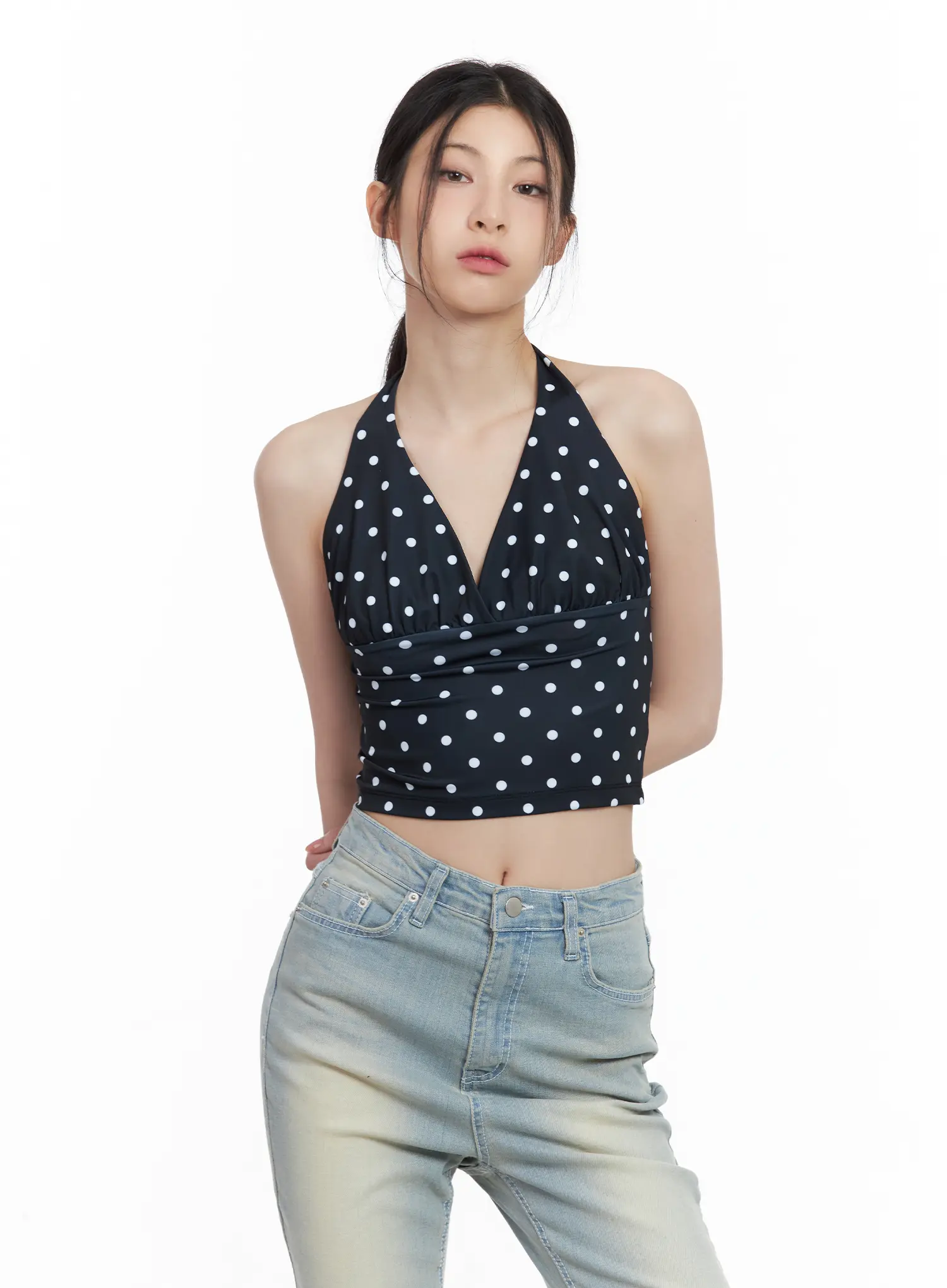 V-Neck Polka Dot Halter Top CL501 - Image 17