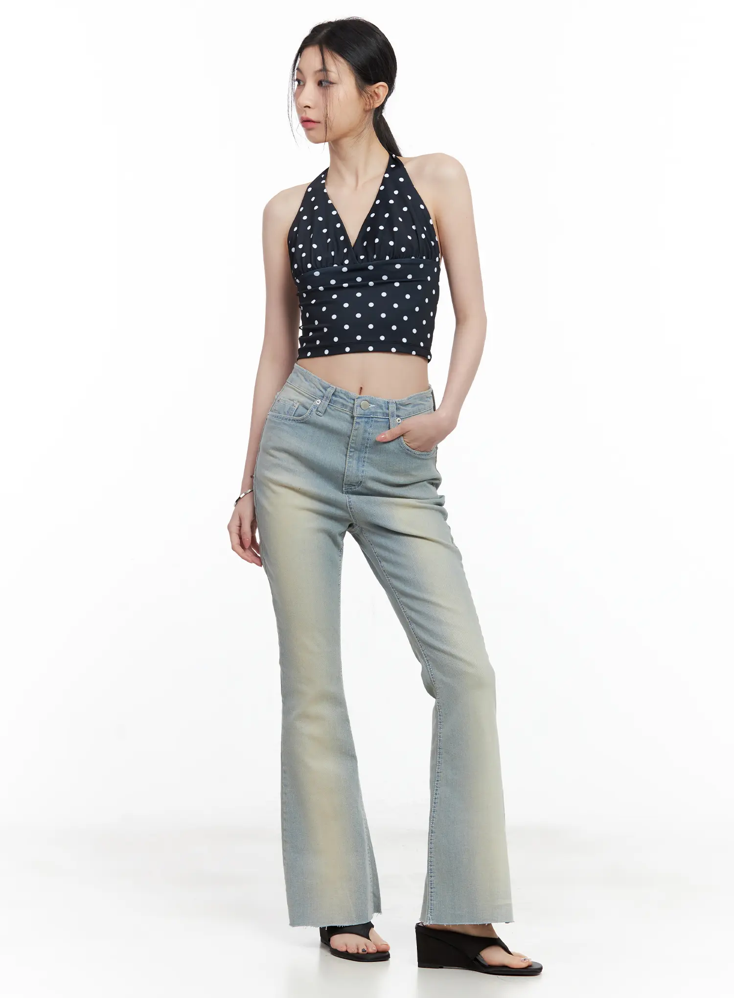 V-Neck Polka Dot Halter Top CL501 - Image 6