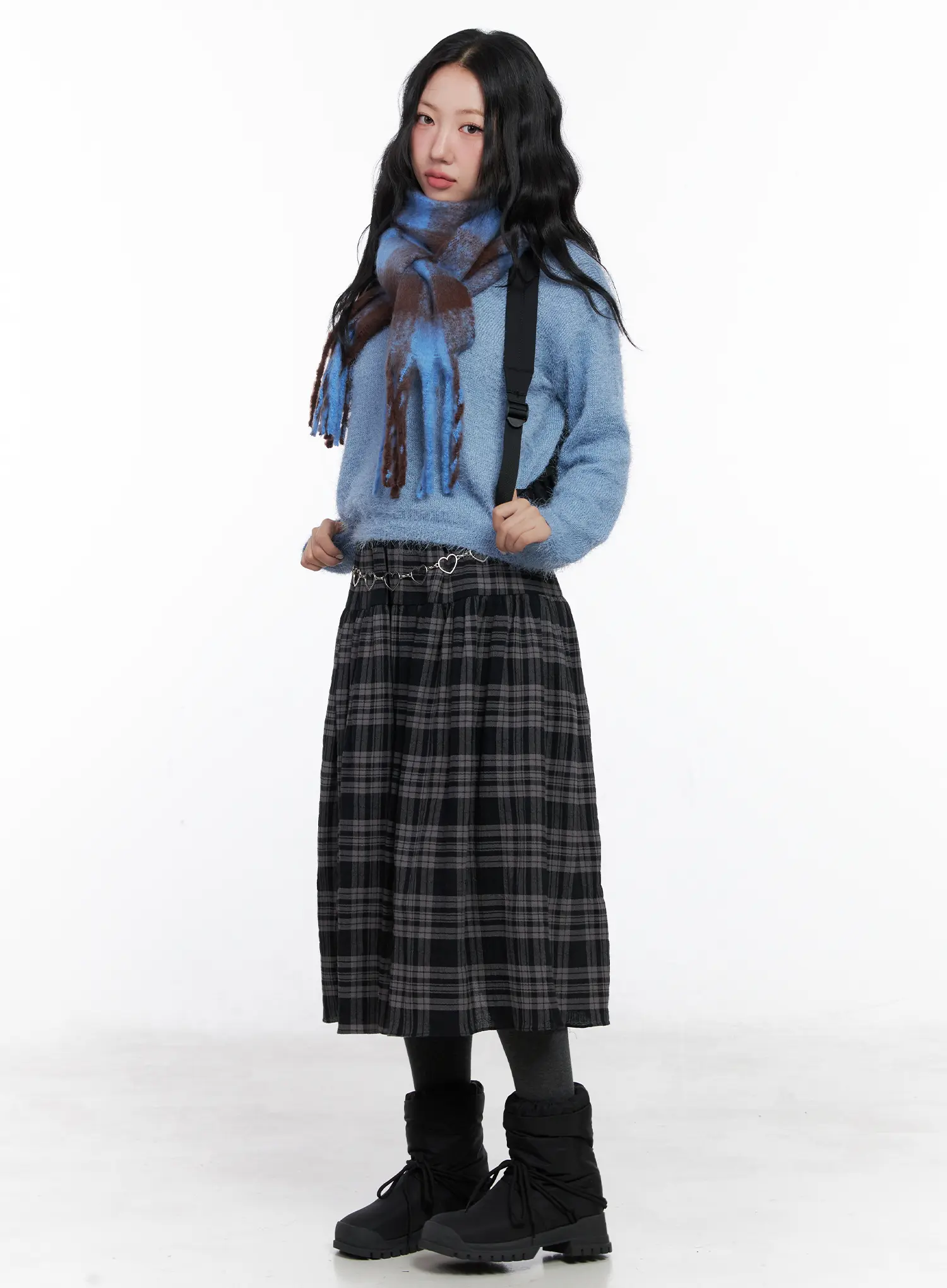 V-Neck Ribbon Long Sleeve Knit Sweater CN514 - Image 3