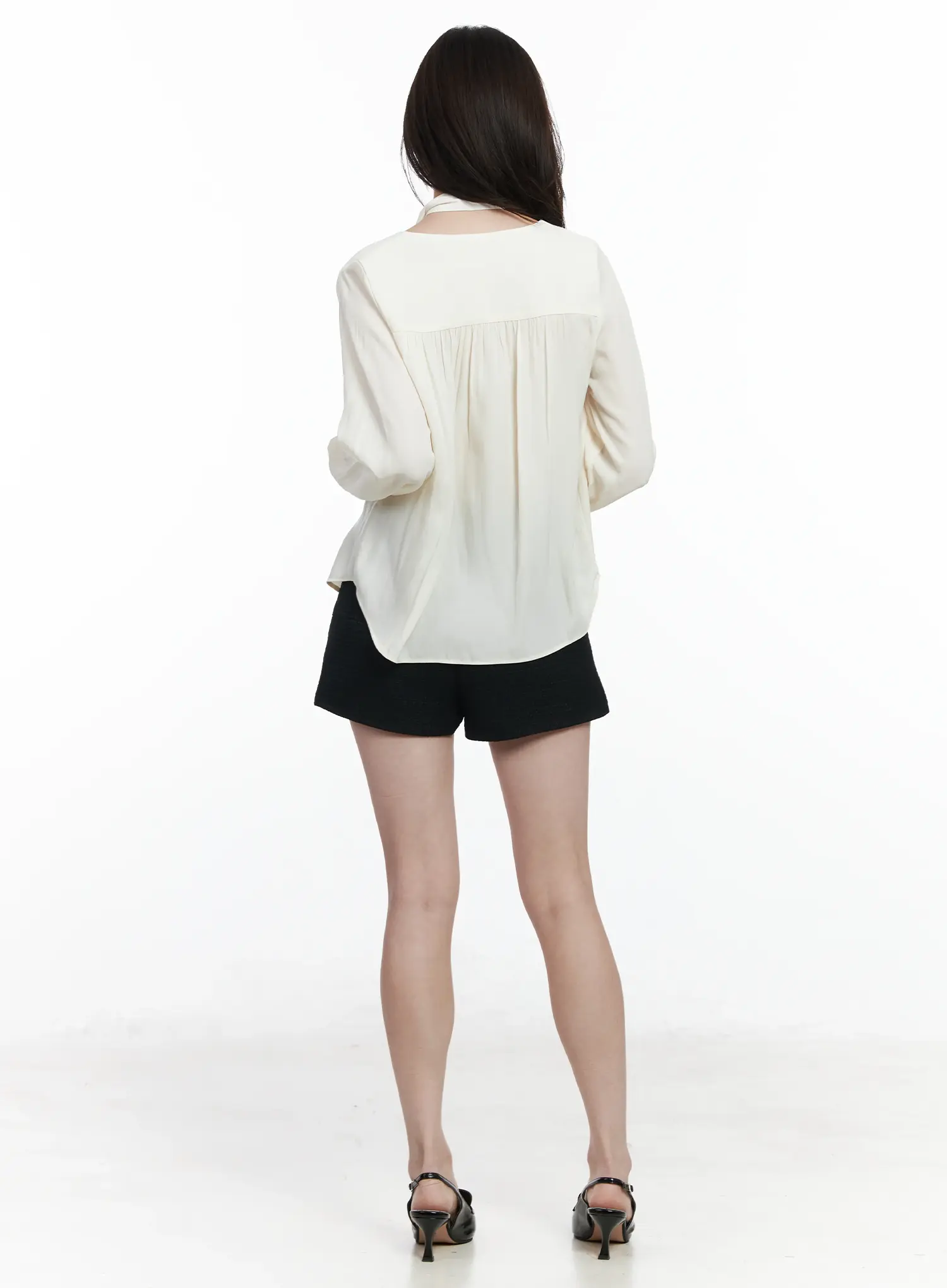 V-Neck Shirred Blouse and Scarf Set IF525 - Image 6