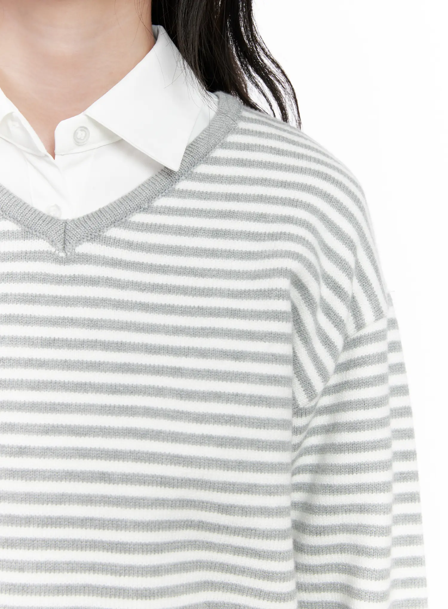 V-Neck Striped Knit Sweater CO531 - Image 4