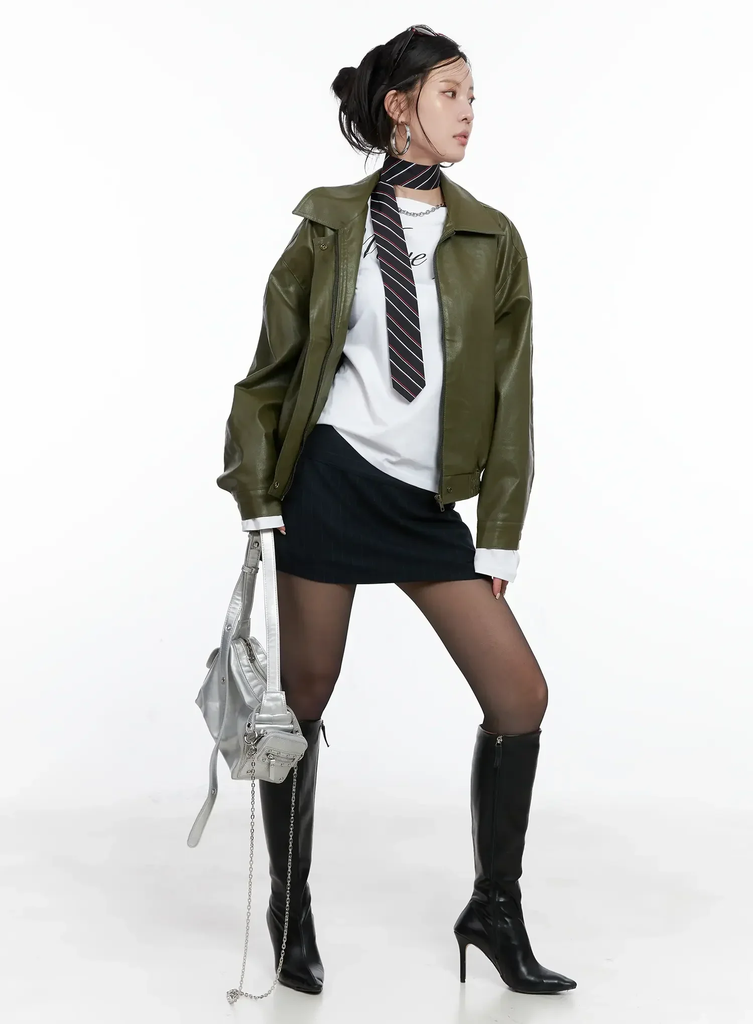 Vegan faux Leather Zip Up Jacket CS512 - Image 5