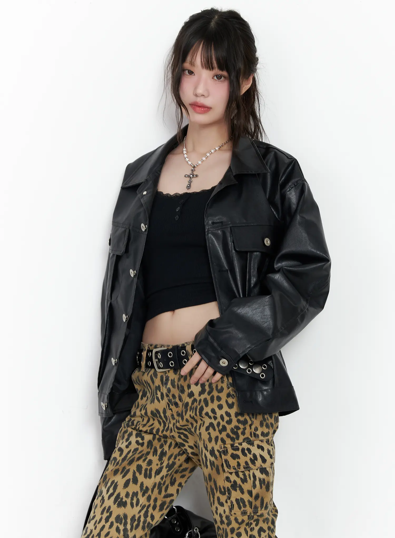 Vegan Leather Oversized Jacket CM526