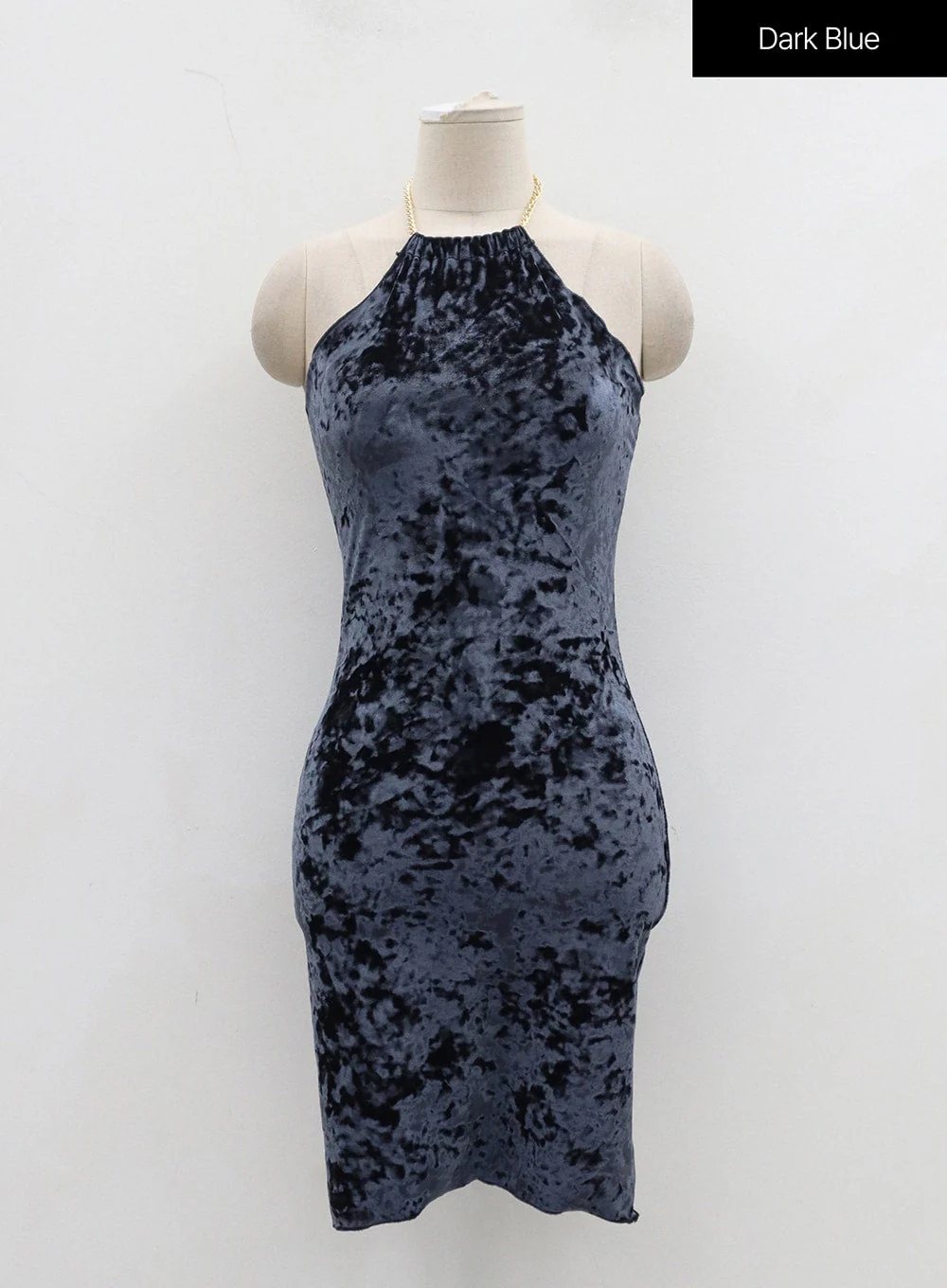 Velvet Sleeveless Neck Chain Mini Dress BD23 - Image 21