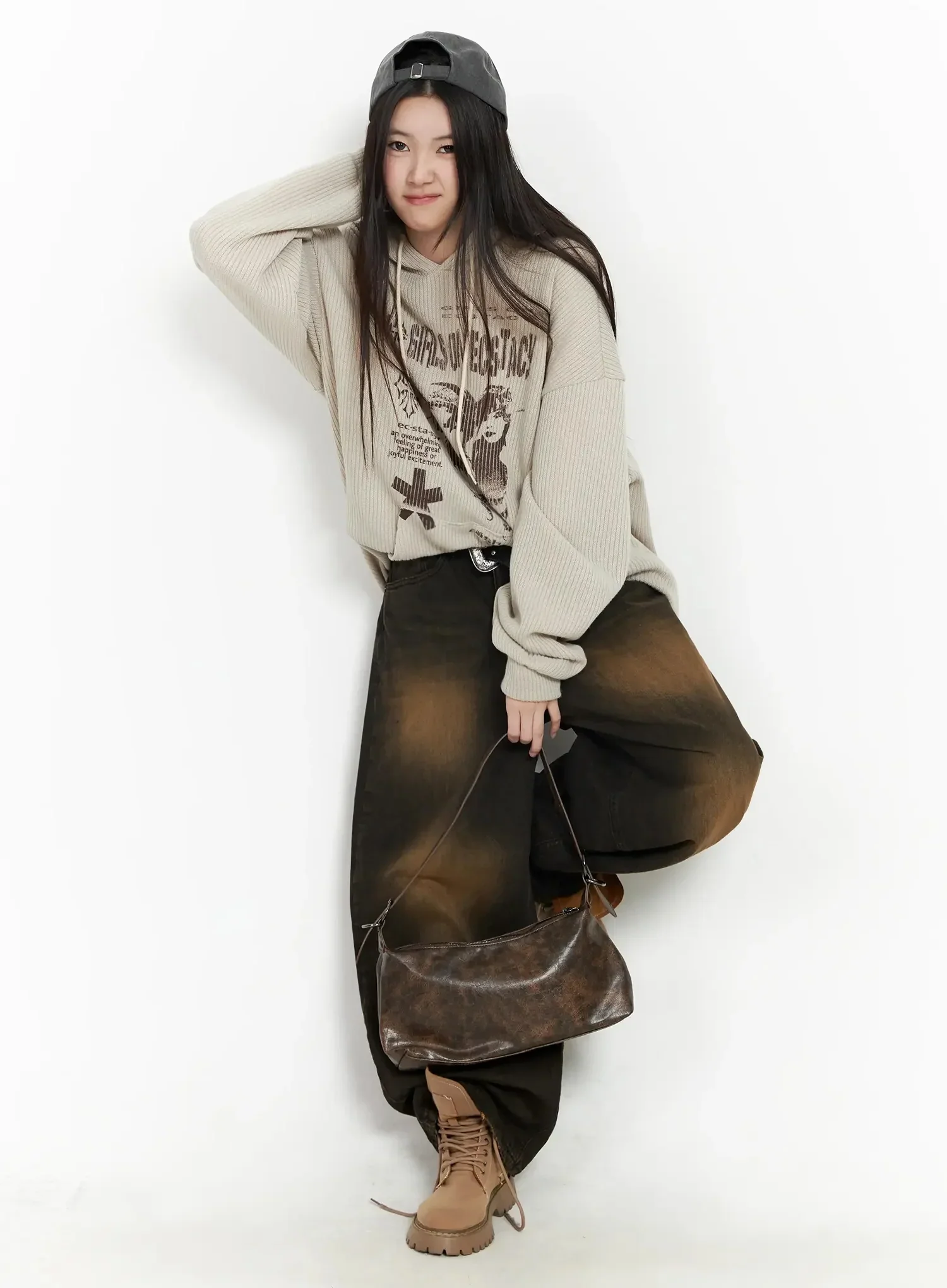Vintage Faux Leather Rivet Shoulder Bag IM506 - Image 6