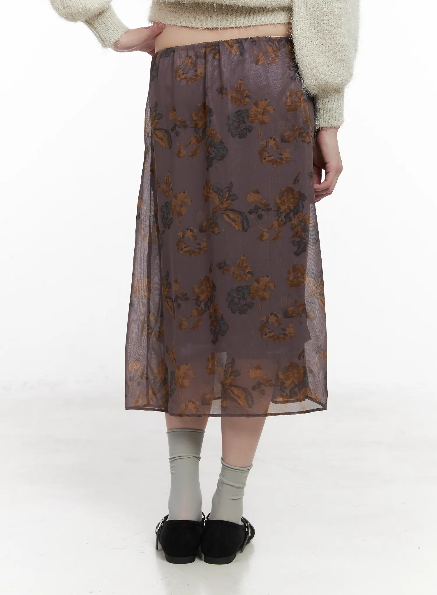 Vintage Floral Layered Midi Skirt CN510 - Image 6