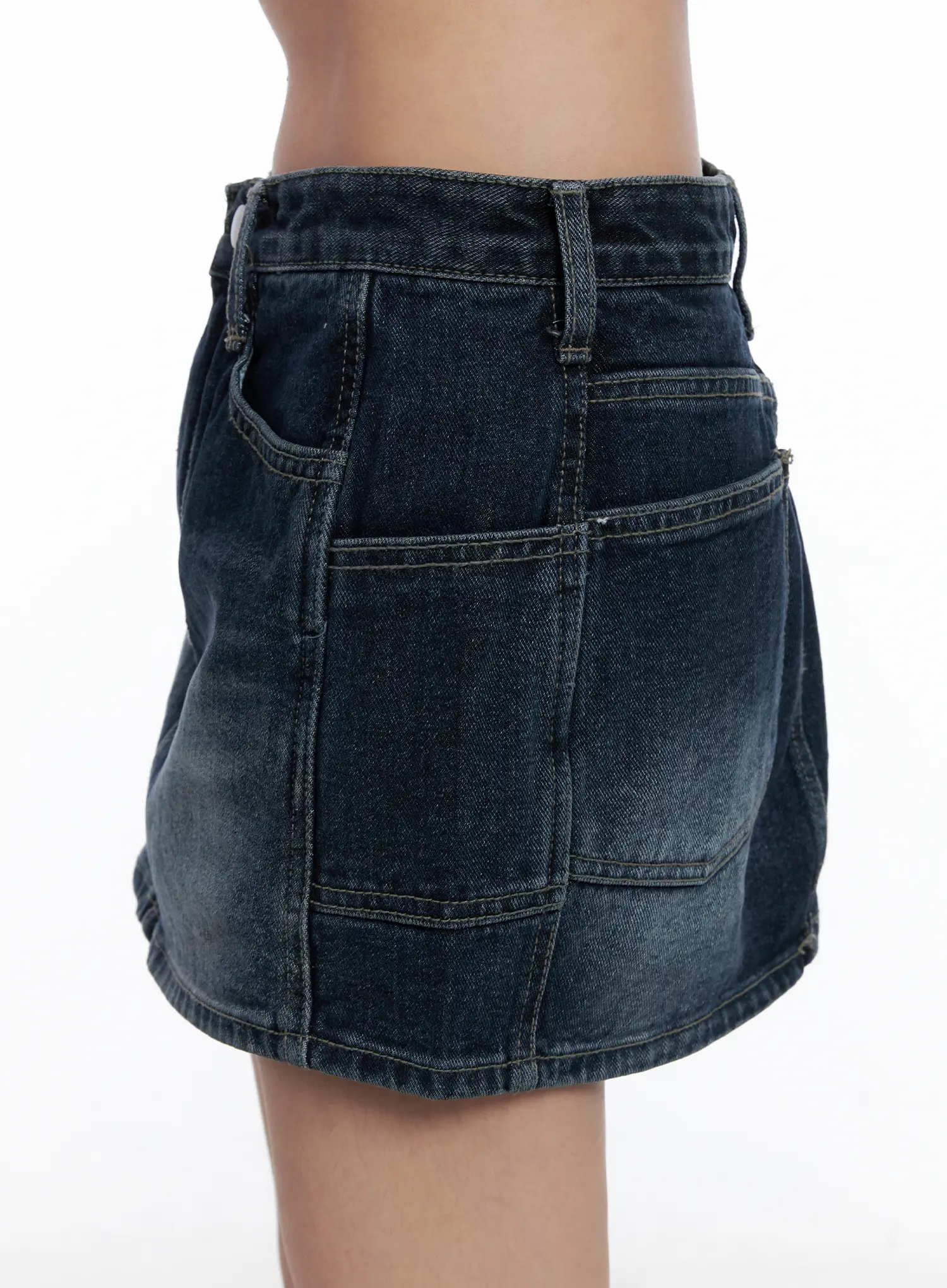 Vintage-Wash Denim Mini Skirt CL511 - Image 3