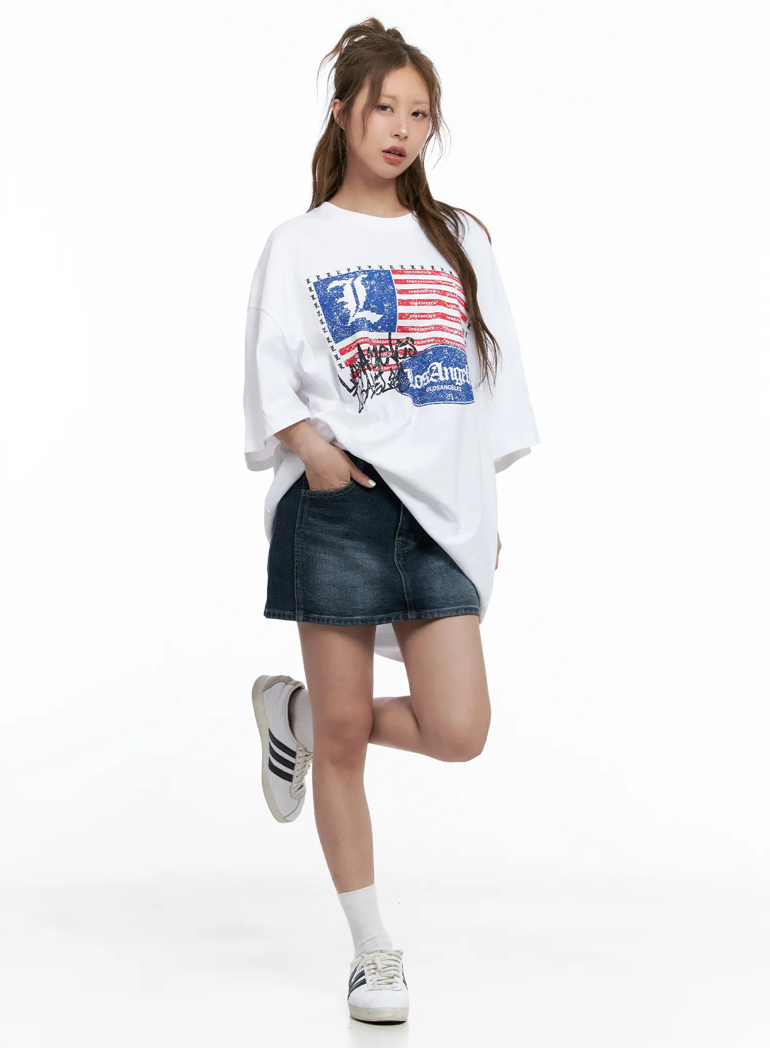 Vintage-Wash Denim Mini Skirt CL511 - Image 8