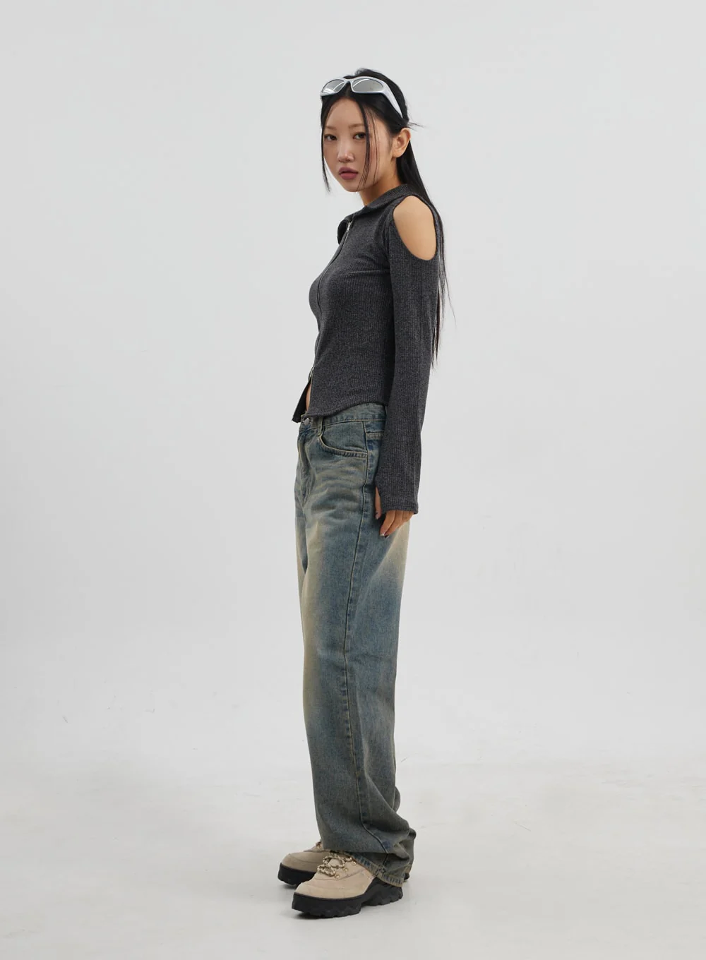 Vintage Wash Wide Leg Jeans CJ319 - Image 7