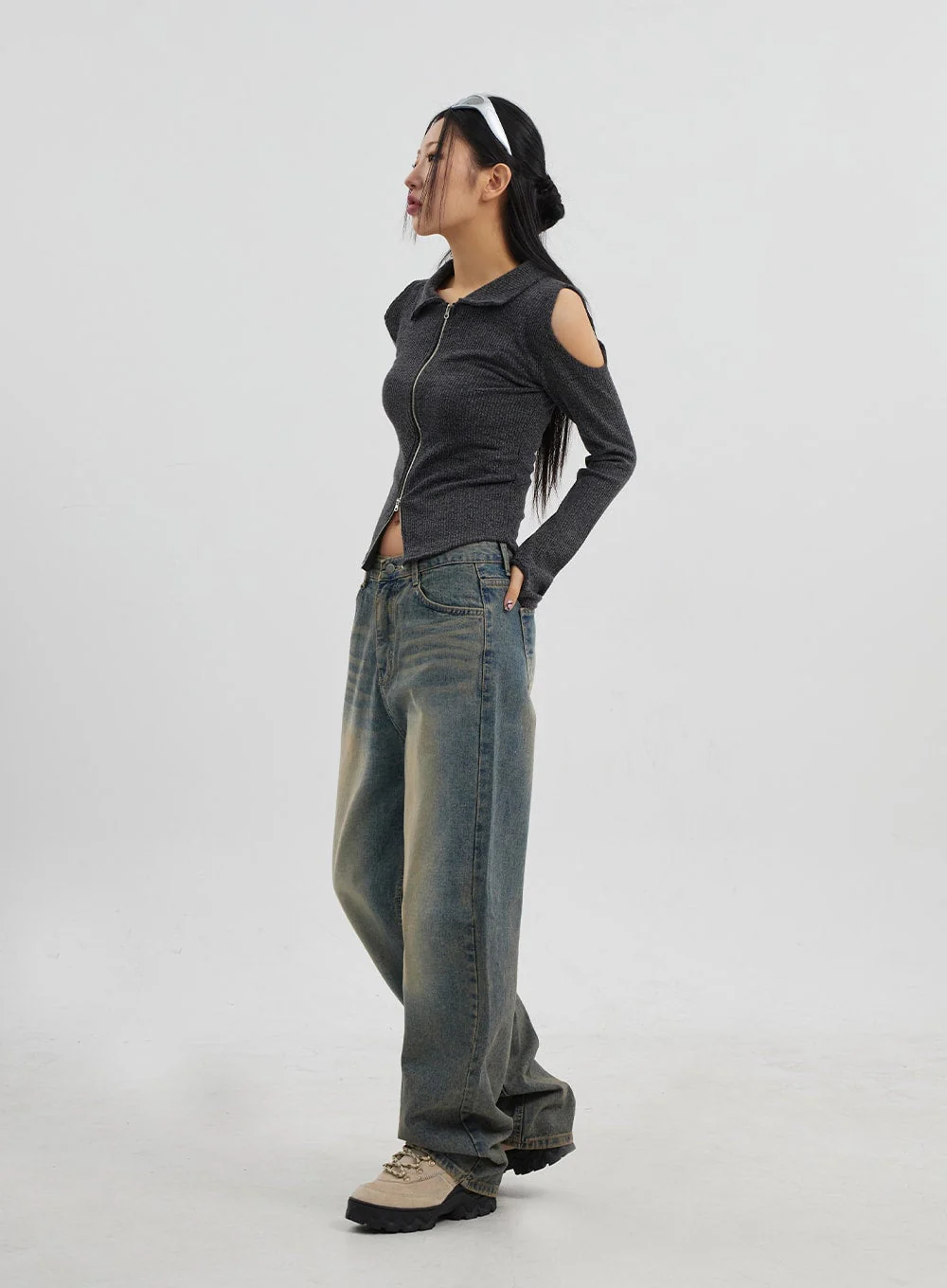 Vintage Wash Wide Leg Jeans CJ319 - Image 8