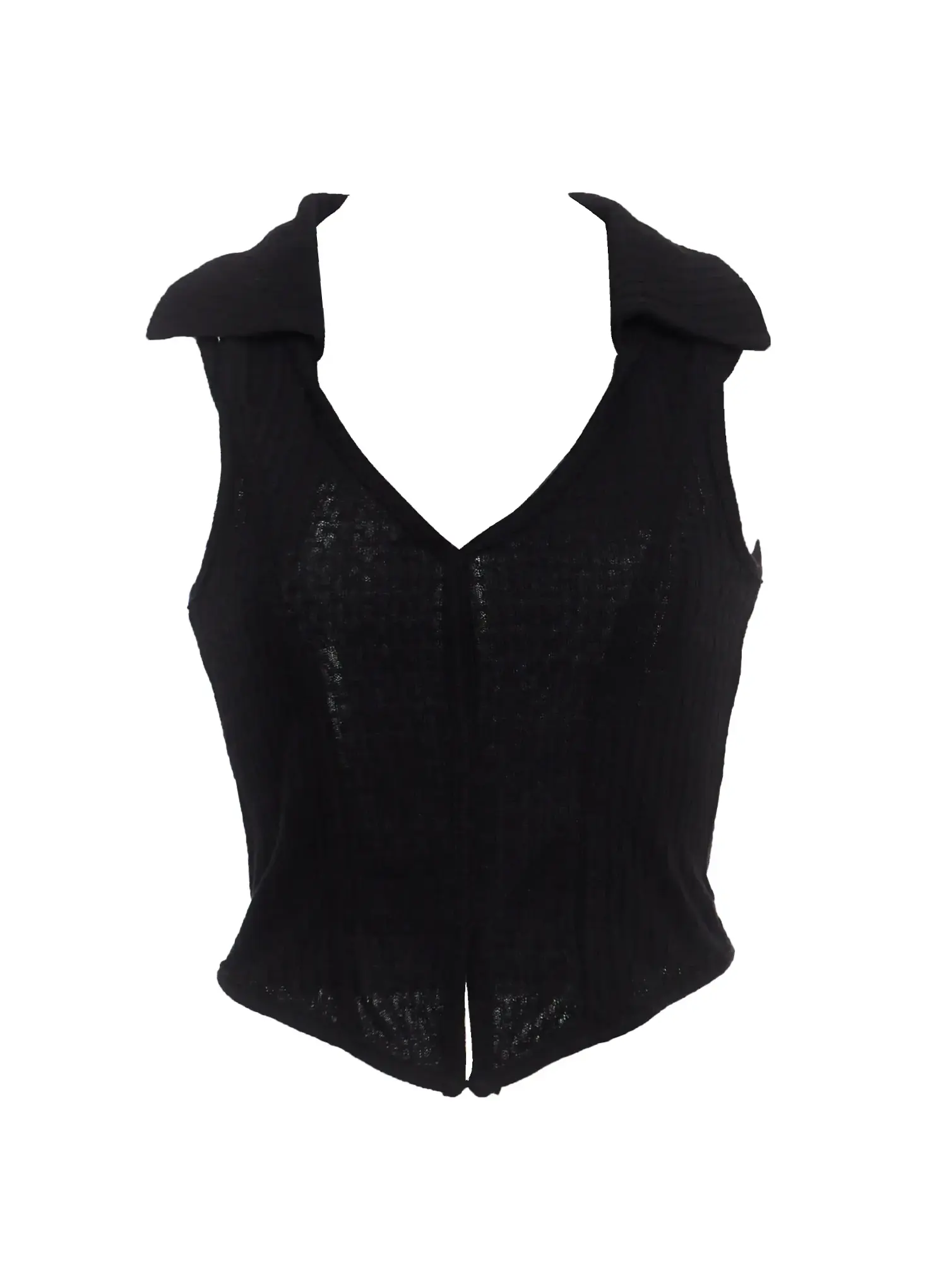 Waffle Collar Sleeveless Top IC503