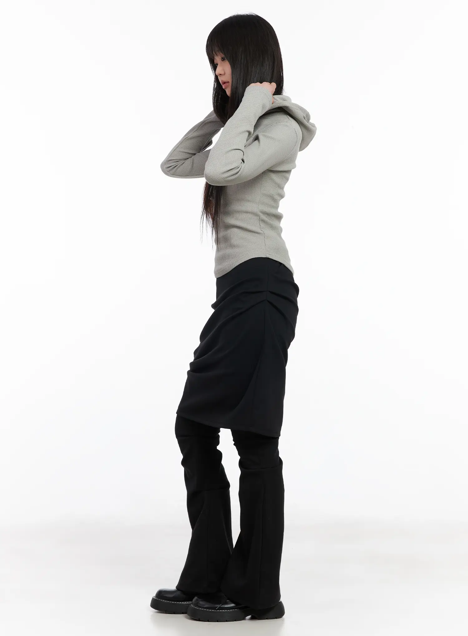 Waffle Knit Cropped Hoodie CM512 - Image 4