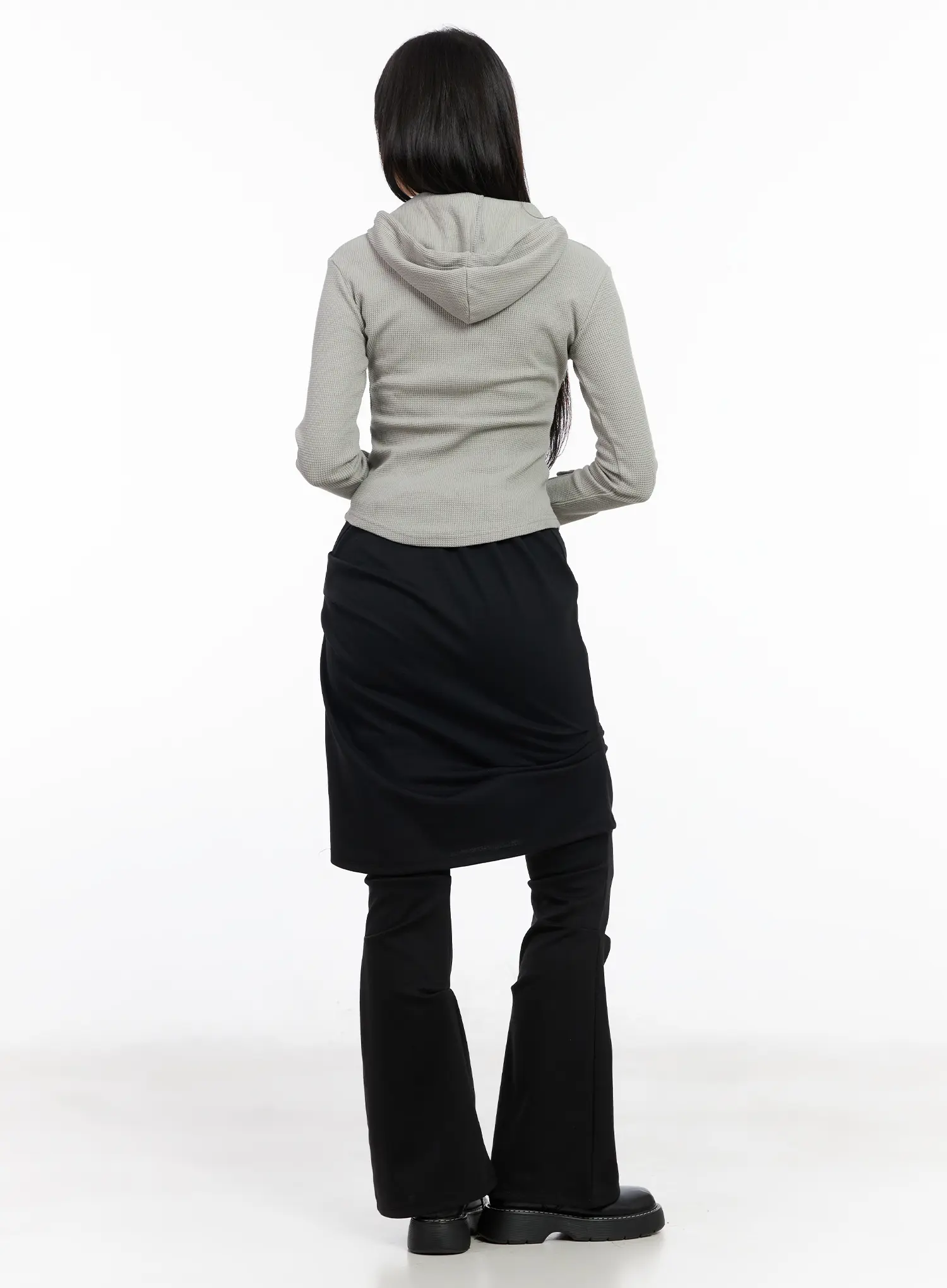 Waffle Knit Cropped Hoodie CM512 - Image 5