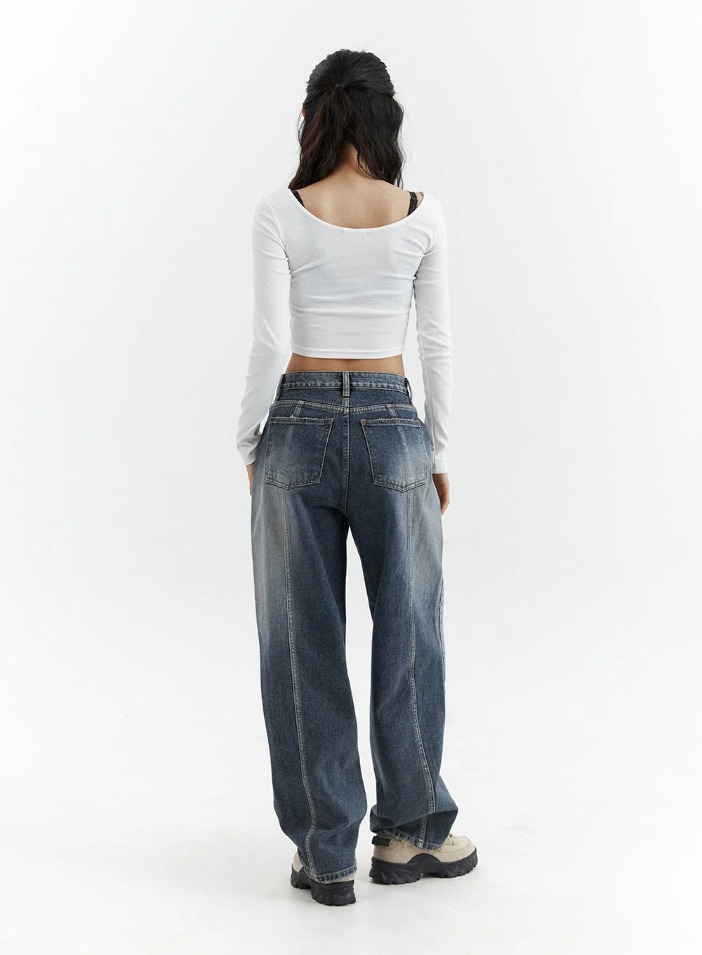 Washed Button Straight Leg Jeans CJ425 - Image 6