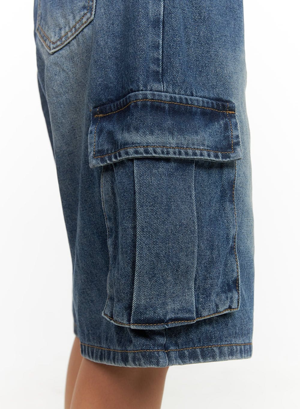 Washed Denim Cargo Jorts CY420 - Image 7