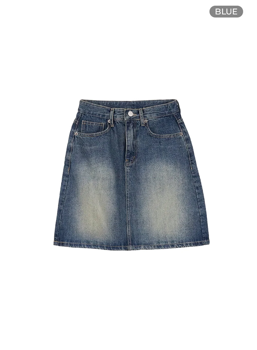 Washed Denim Cotton Midi Skirt CO415 - Image 8