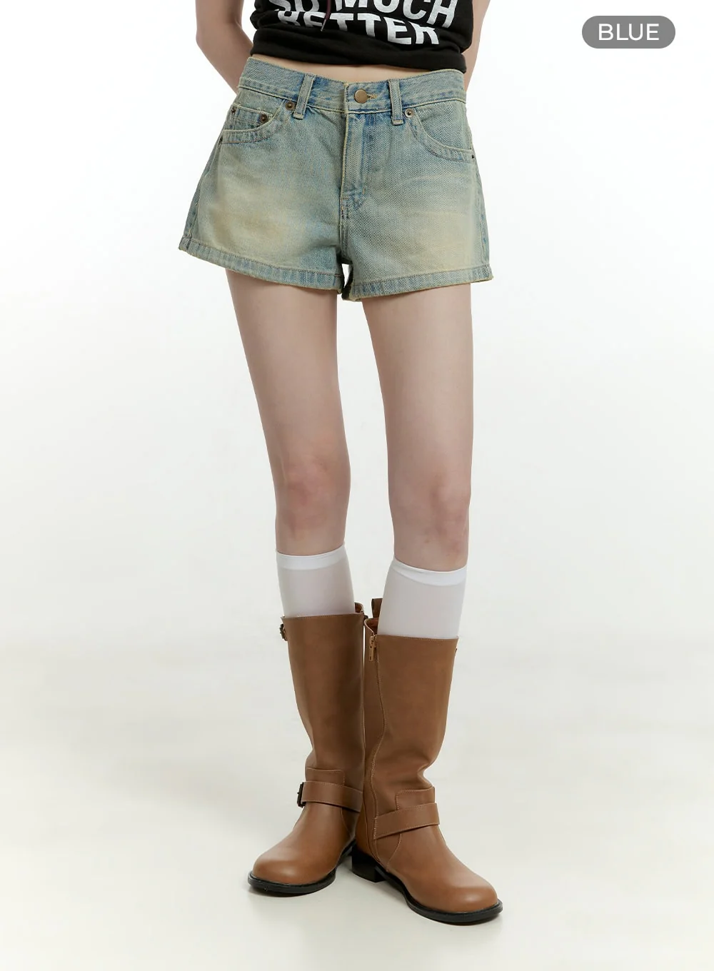 Washed Denim Low Rise Shorts CL426 - Image 7