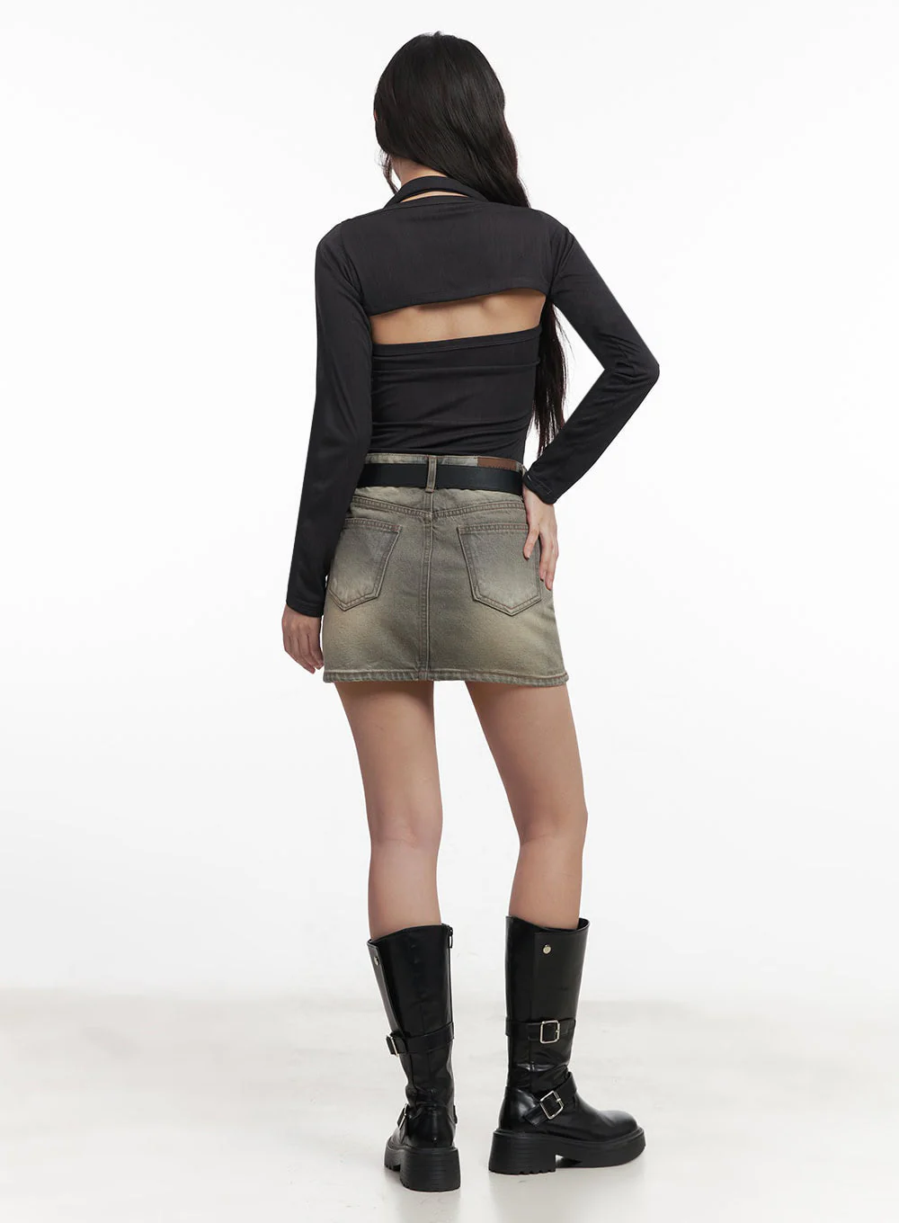 Washed Denim Mini Skirt IM528 - Image 11