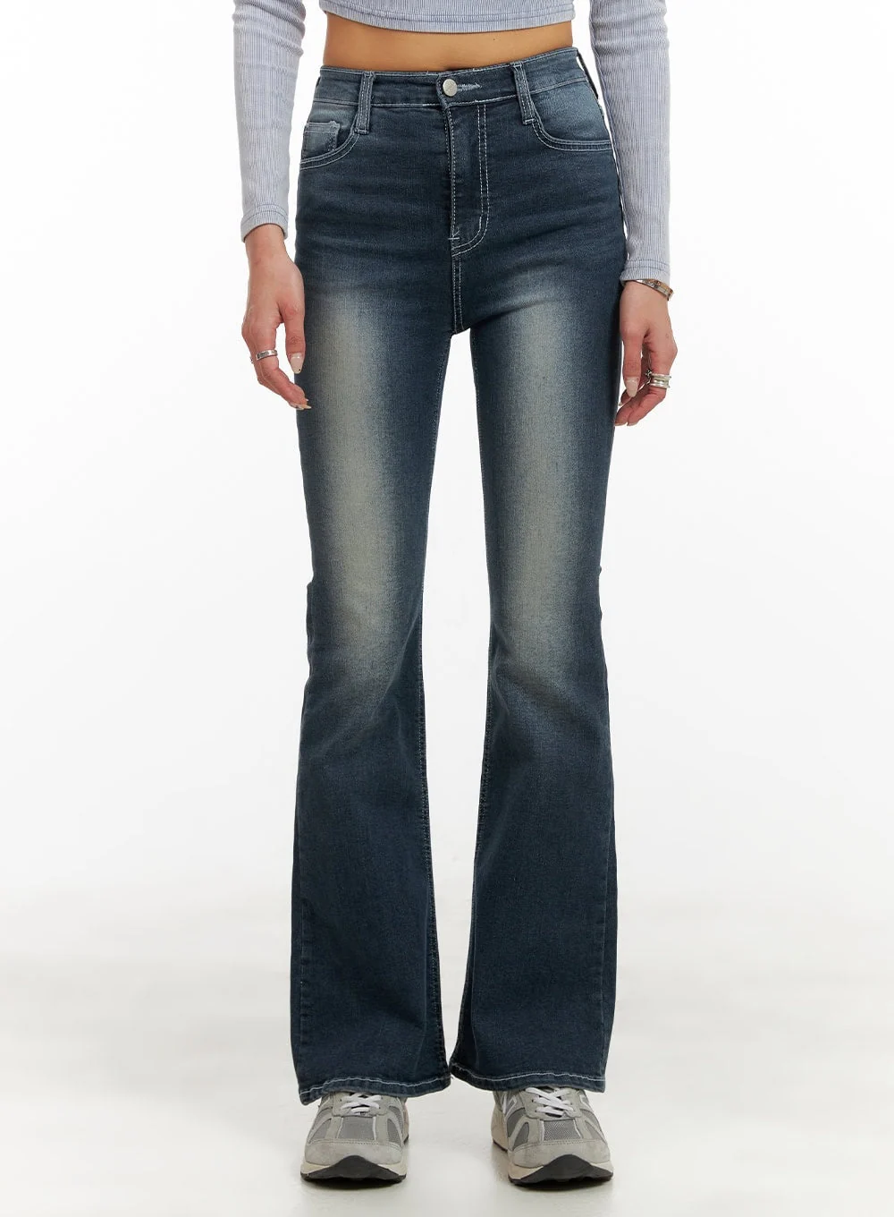 Washed Denim Slim Fit Bootcut Jeans CY402 - Image 6