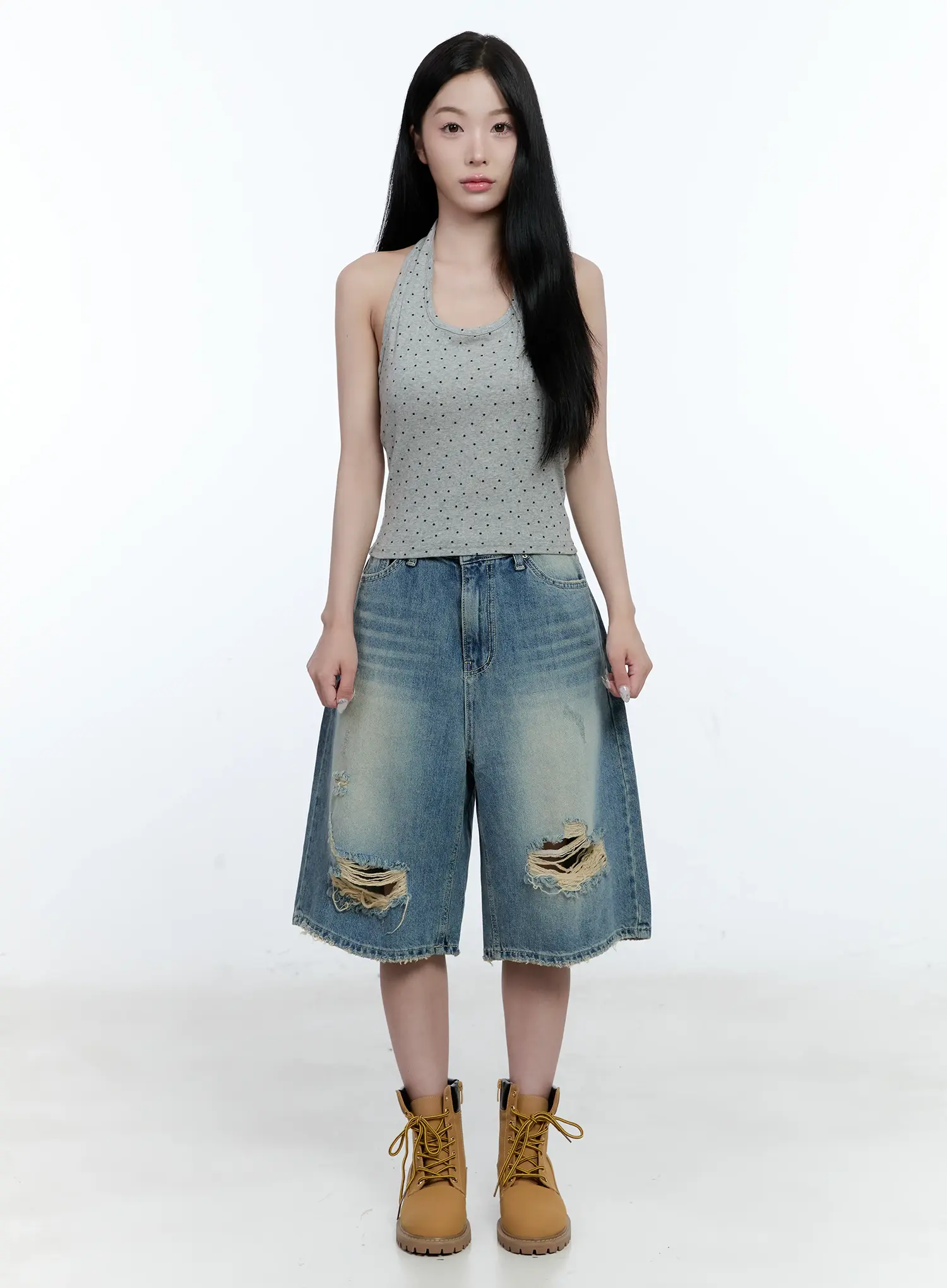 Washed Distressed Jorts CG501 - Image 2