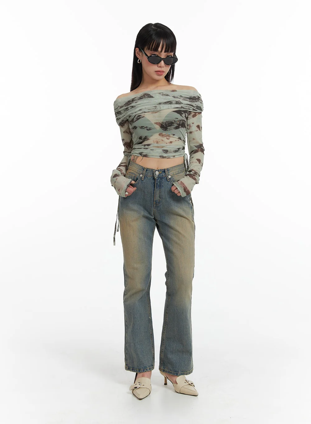 Washed Flared Jeans IF426 - Image 3