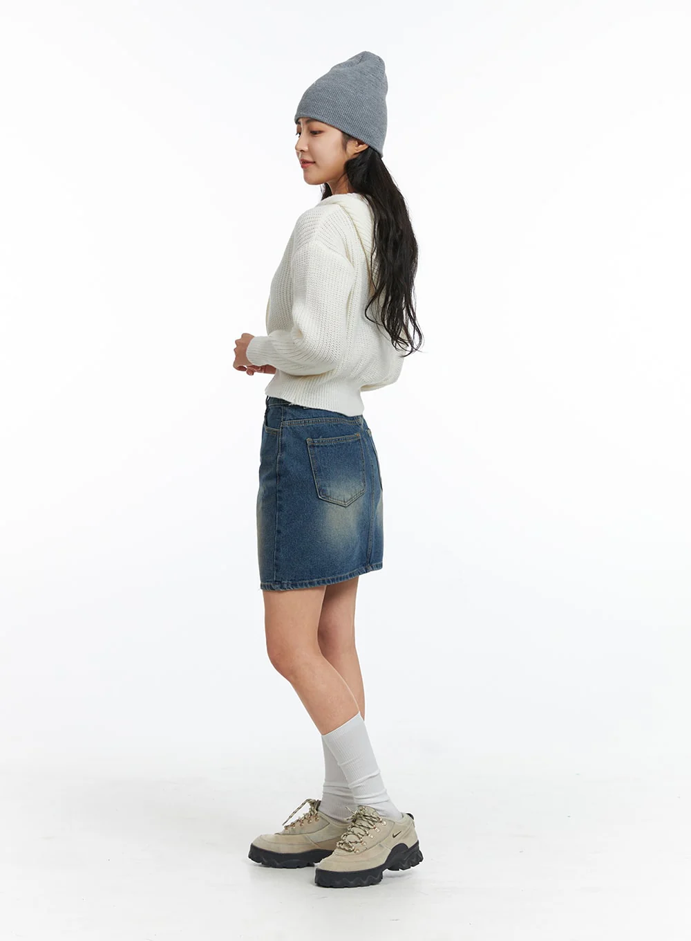 Washed Mini Denim Skirt OJ431 - Image 4
