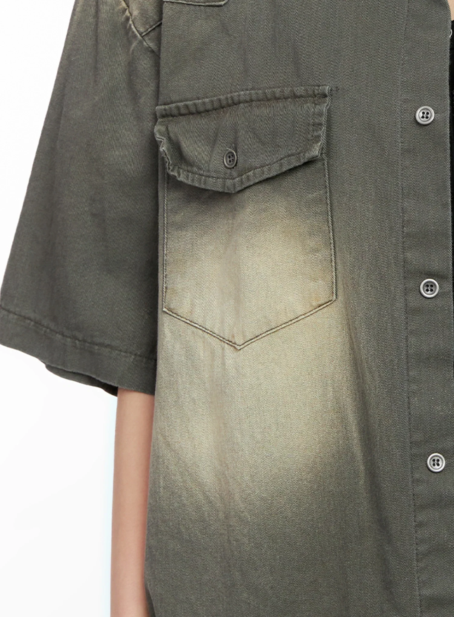 Washed Short-Sleeve Button-Up Shirt IG508 - Image 3