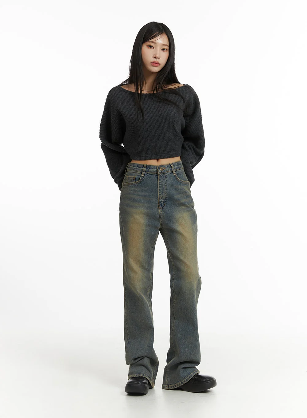 Washed Slim Fit Bootcut Jeans CJ431 - Image 3
