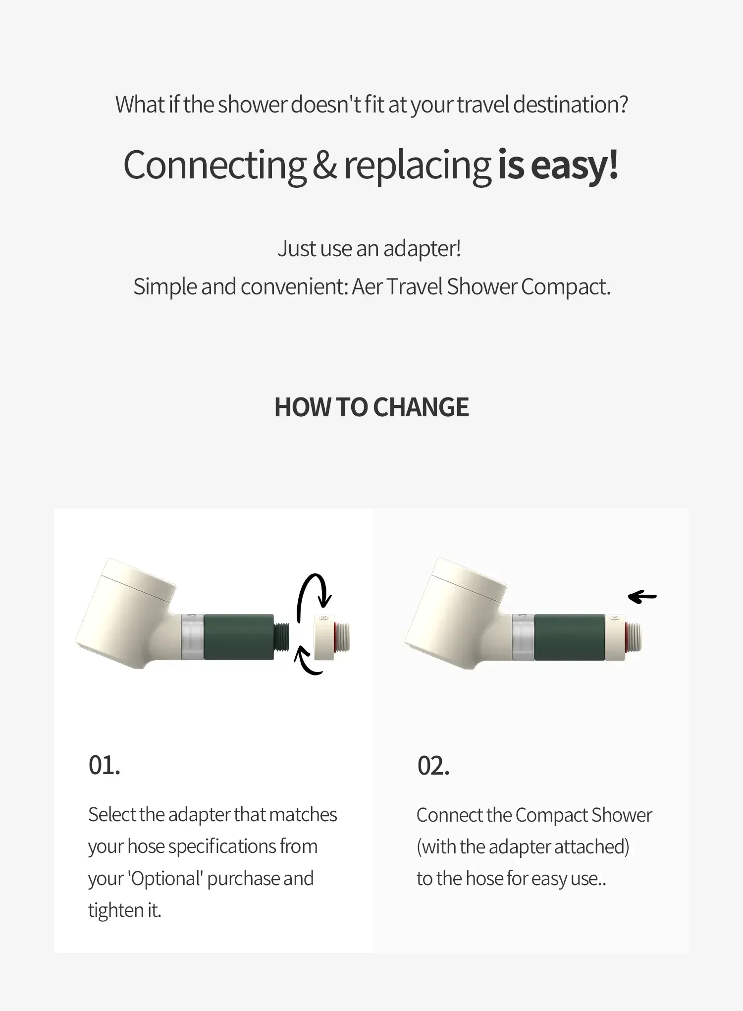 Water Solution Travel Shower Compact Adapter (1ea) - Image 7