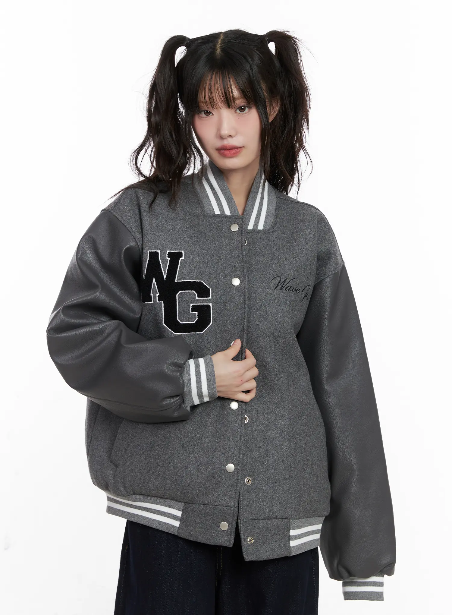 Wave Girl Oversized Varsity Jacket CN510 - Image 12