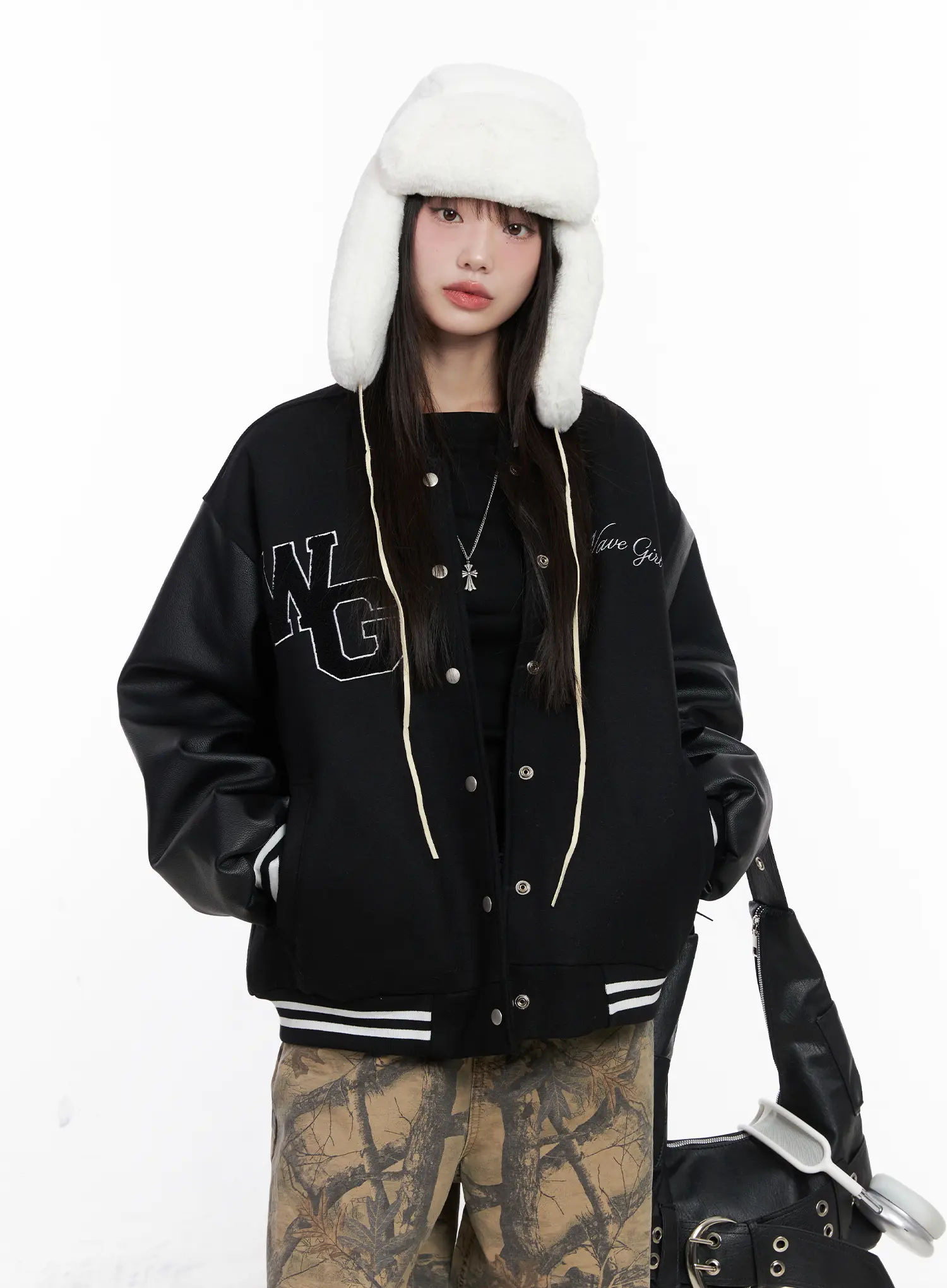 Wave Girl Oversized Varsity Jacket CN510 - Image 2