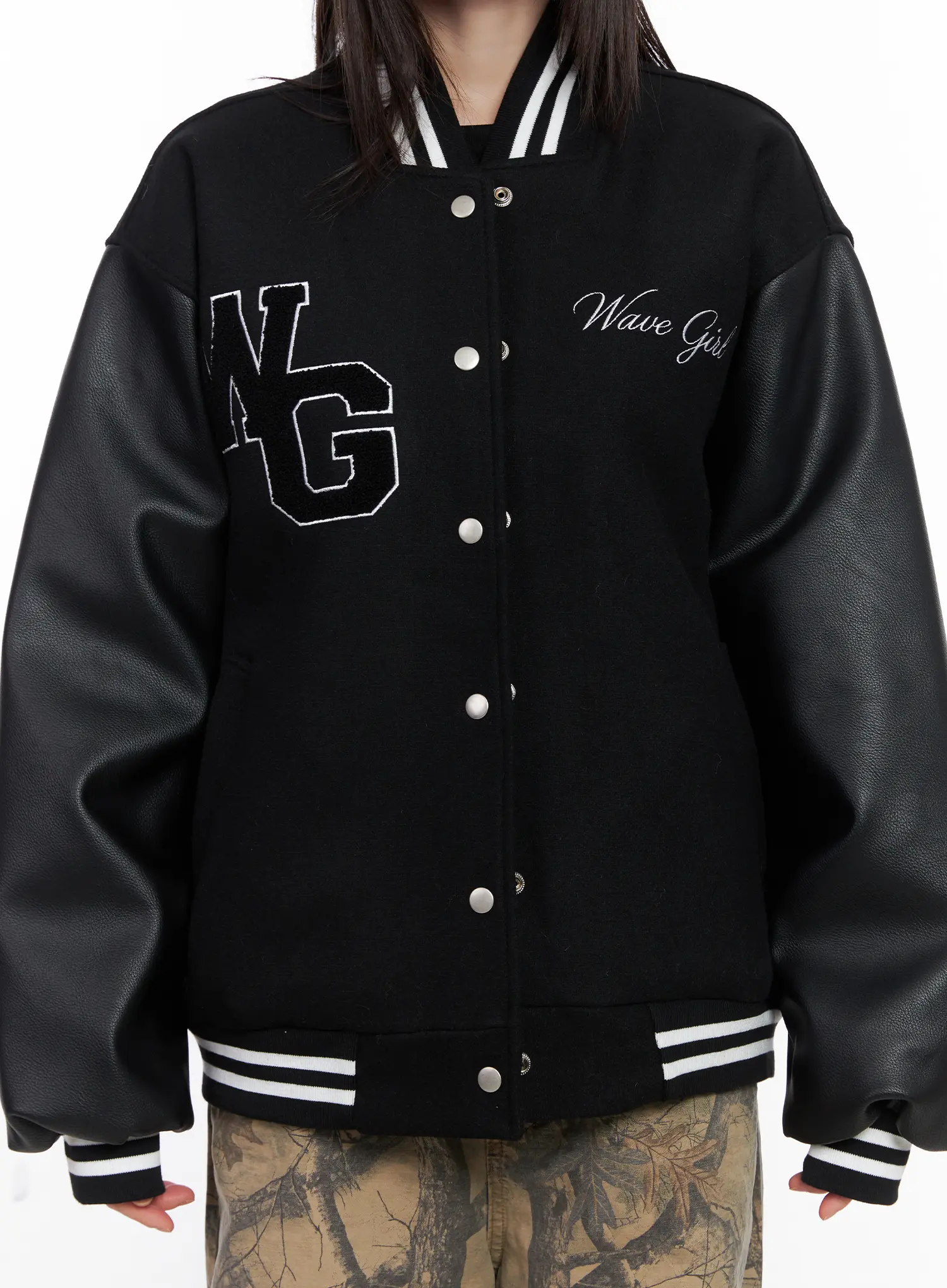 Wave Girl Oversized Varsity Jacket CN510 - Image 5