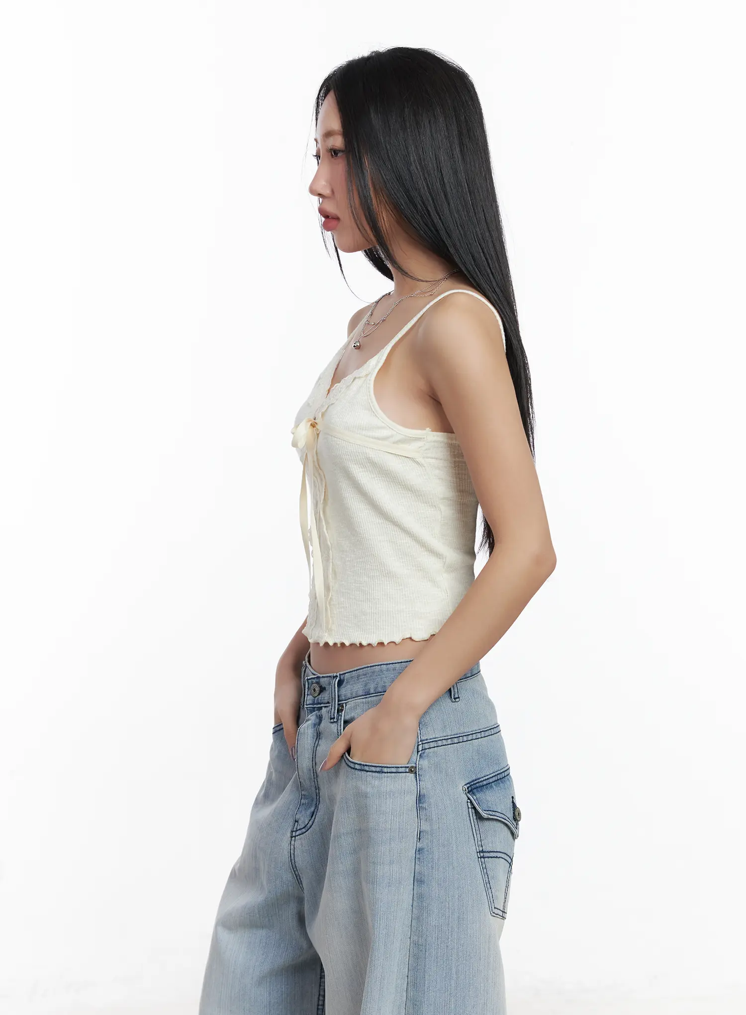 Wavy Ribbon Lace Cropped Top CF503 - Image 7