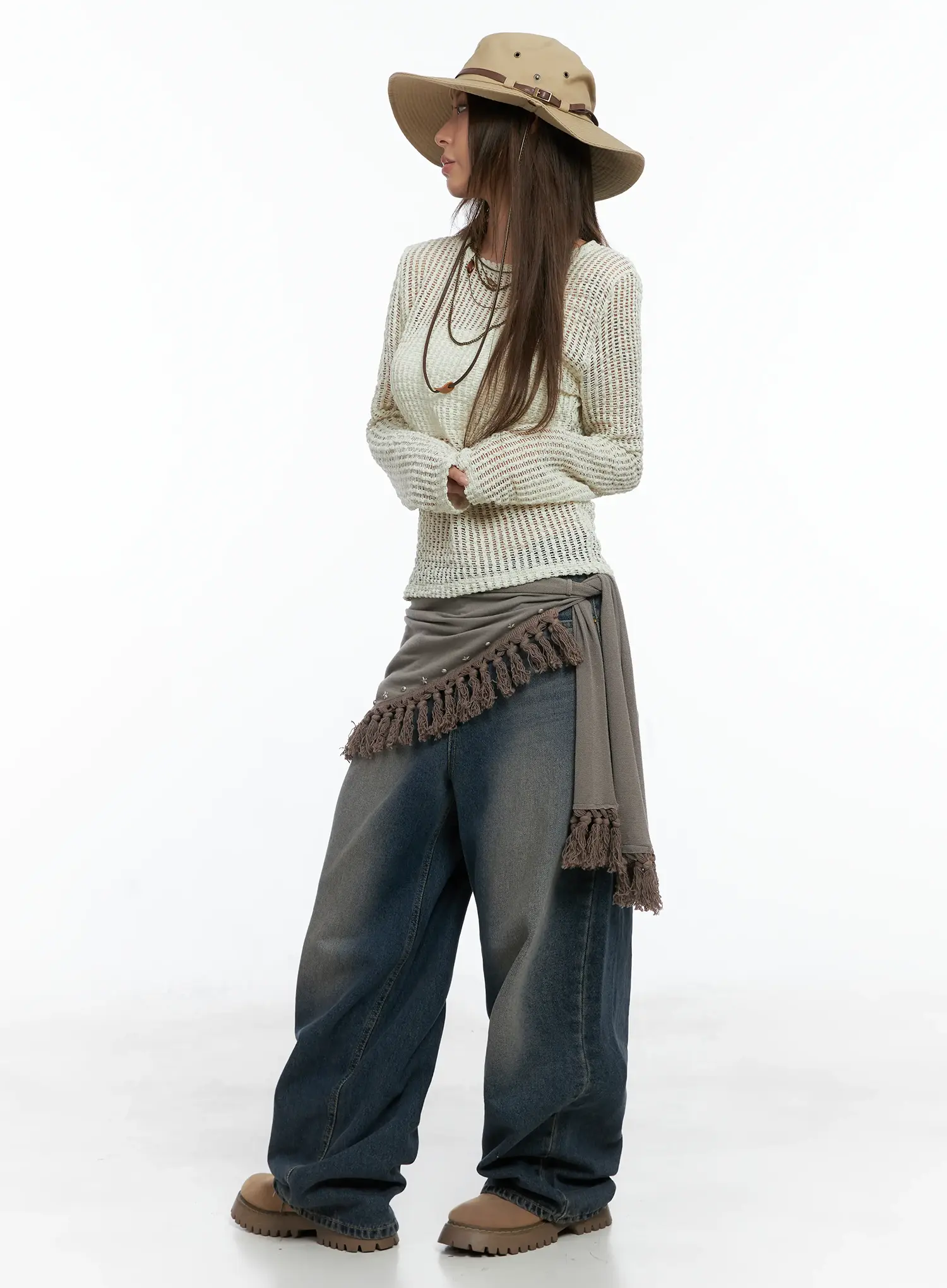 Western Fringe Scarf Strapless Top CS511 - Image 3