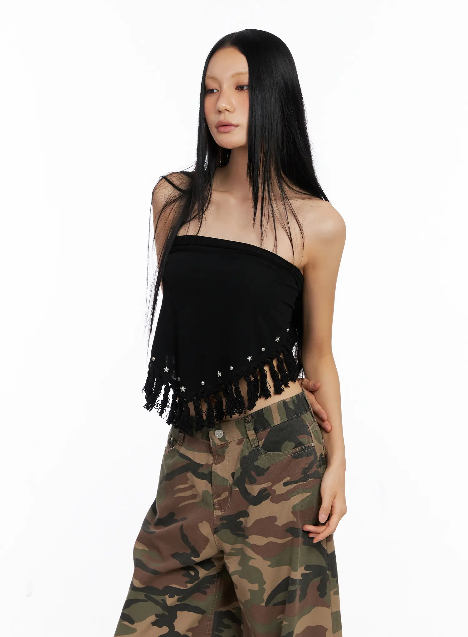 Western Fringe Scarf Strapless Top CS511 - Image 5
