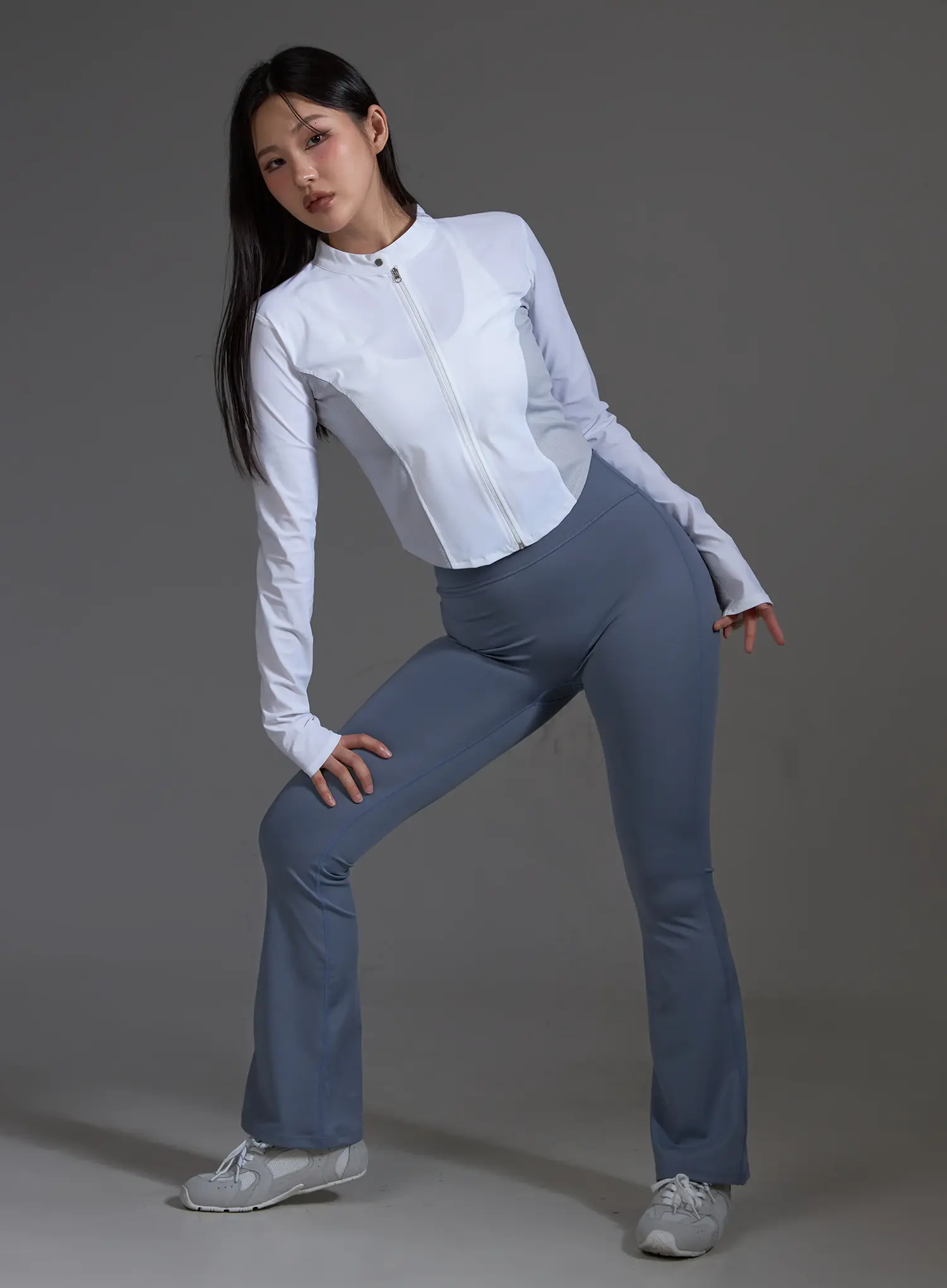 White Contrast Trim Crop Jacket (White) IO517 - Image 2