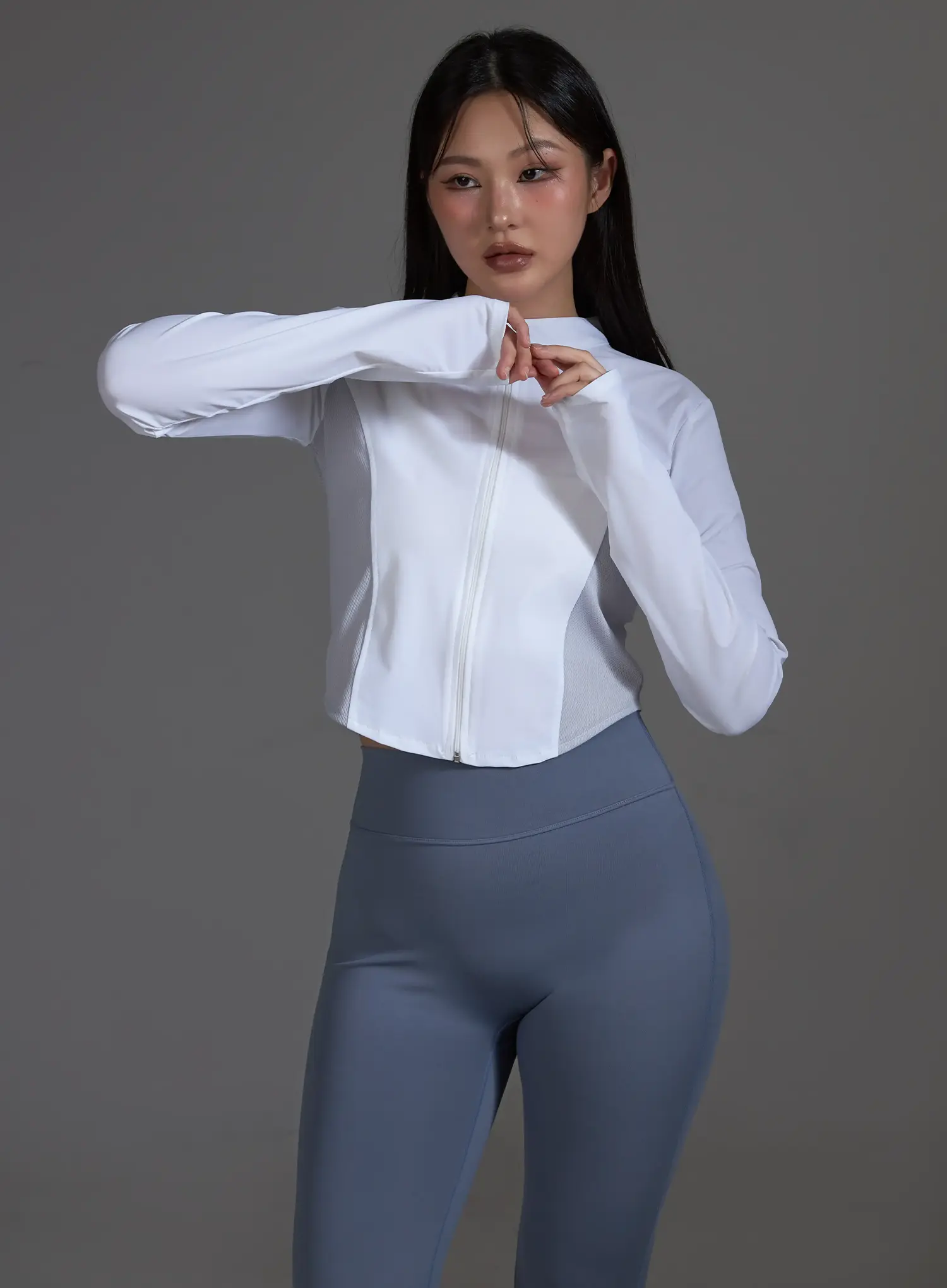 White Contrast Trim Crop Jacket (White) IO517 - Image 8