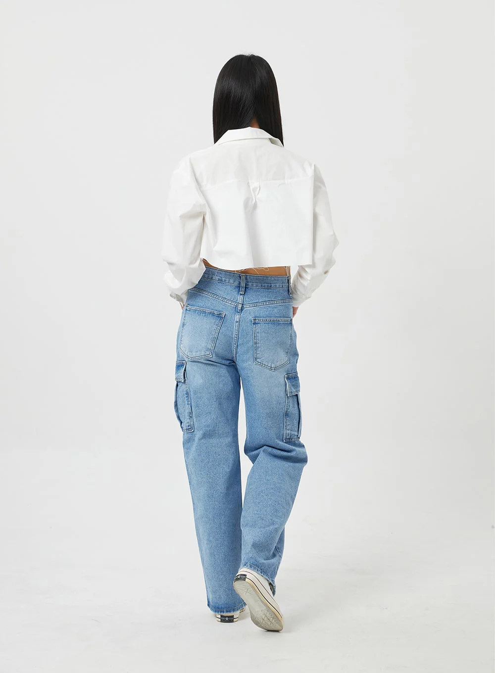 Wide Leg Cargo Jeans BF323 - Image 4