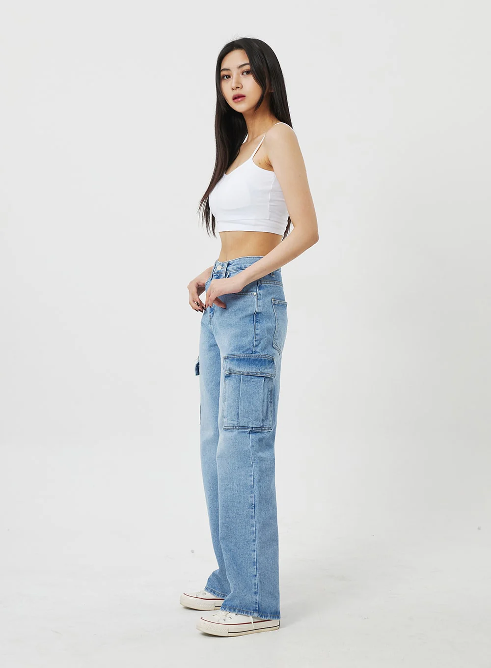 Wide Leg Cargo Jeans BF323 - Image 9