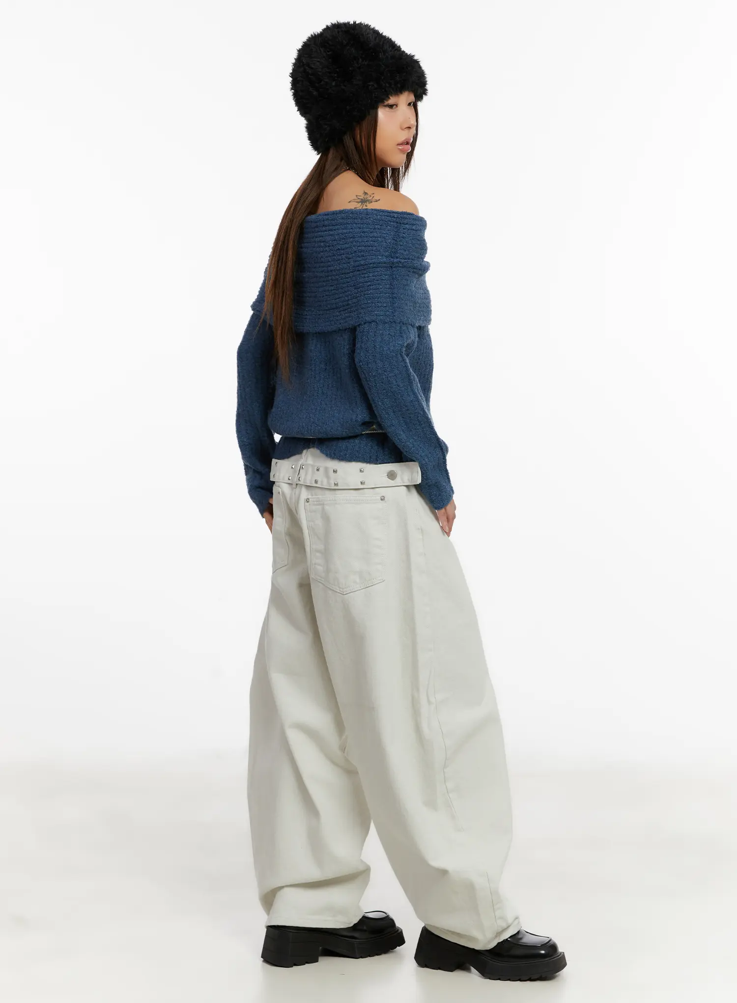 Wide Leg Cotton Pants with Belt Detail CD517 - Image 9