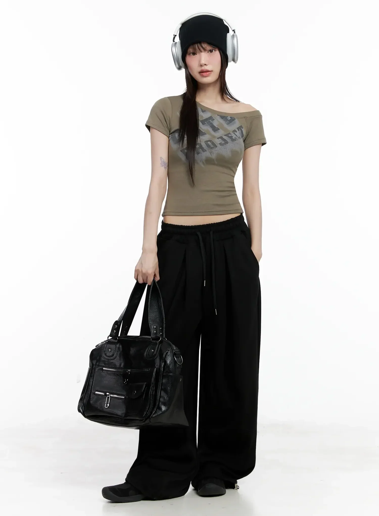 Wide-Leg Drawstring Sweatpants IL528 - Image 14