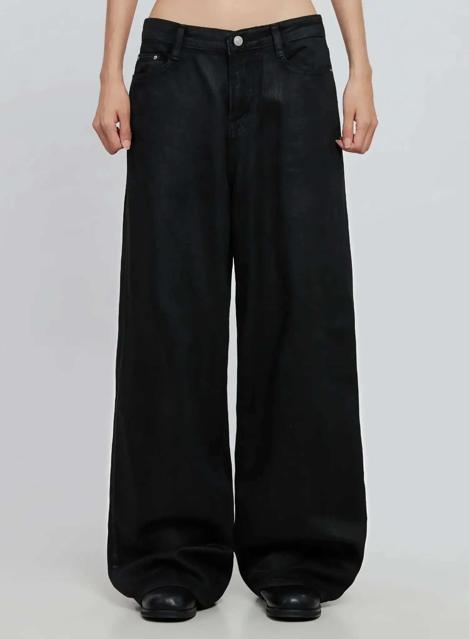 Wide Leg Faux Leather Pants IO530
