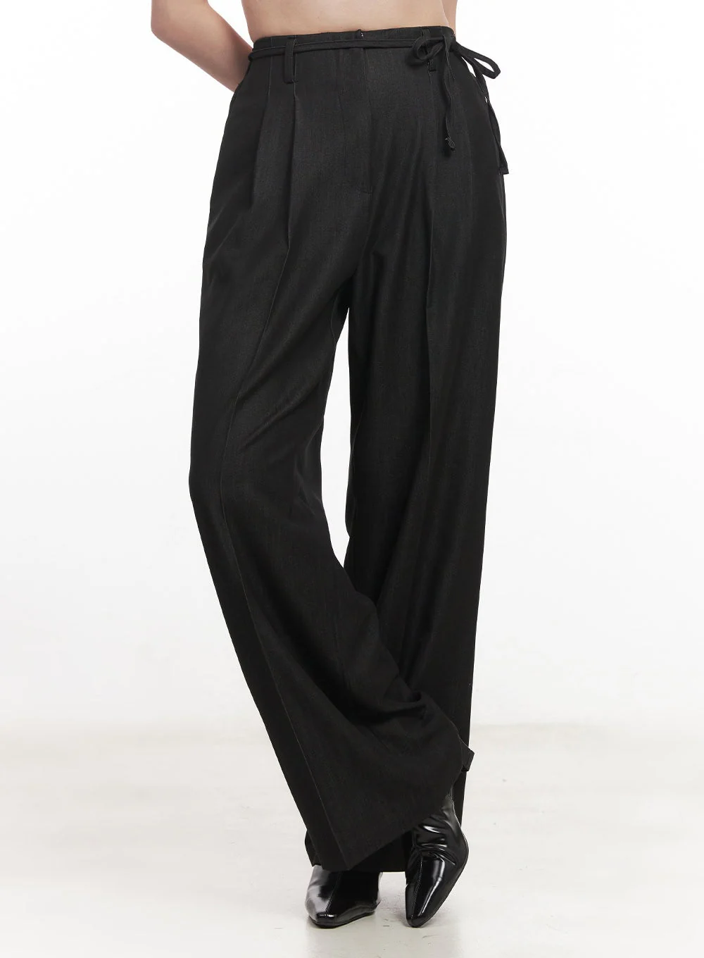 Wide-Leg Slacks with Ribbon Detail CA502 - Image 11